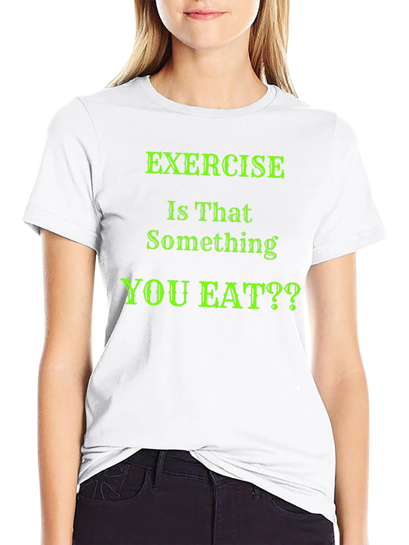 Black Funny Exercise T-Shirt - Is That Something You Eat? view 9