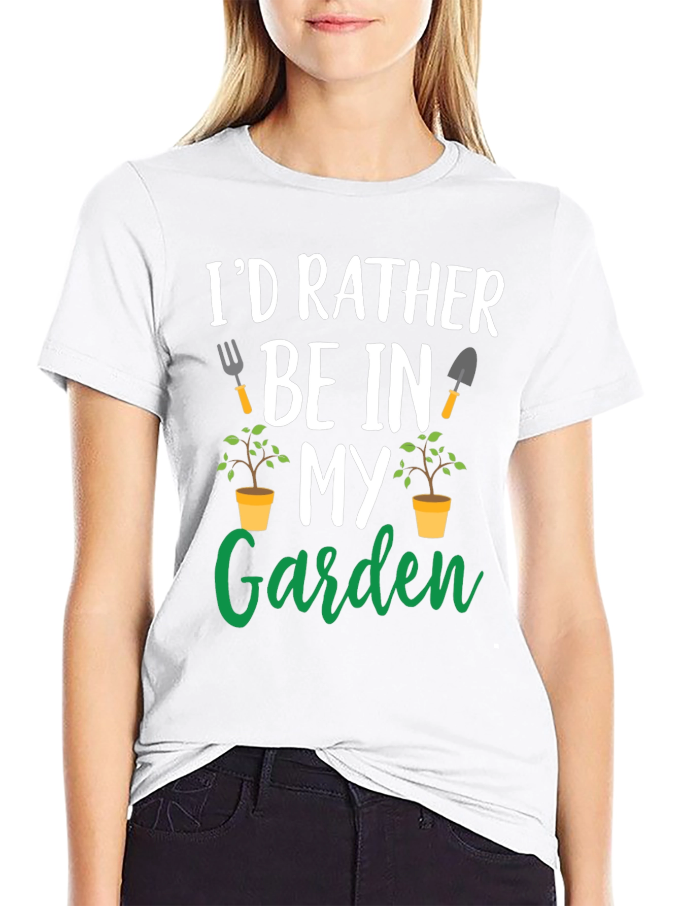 Black Gardening T-Shirt: I'd Rather Be In My Garden view 9