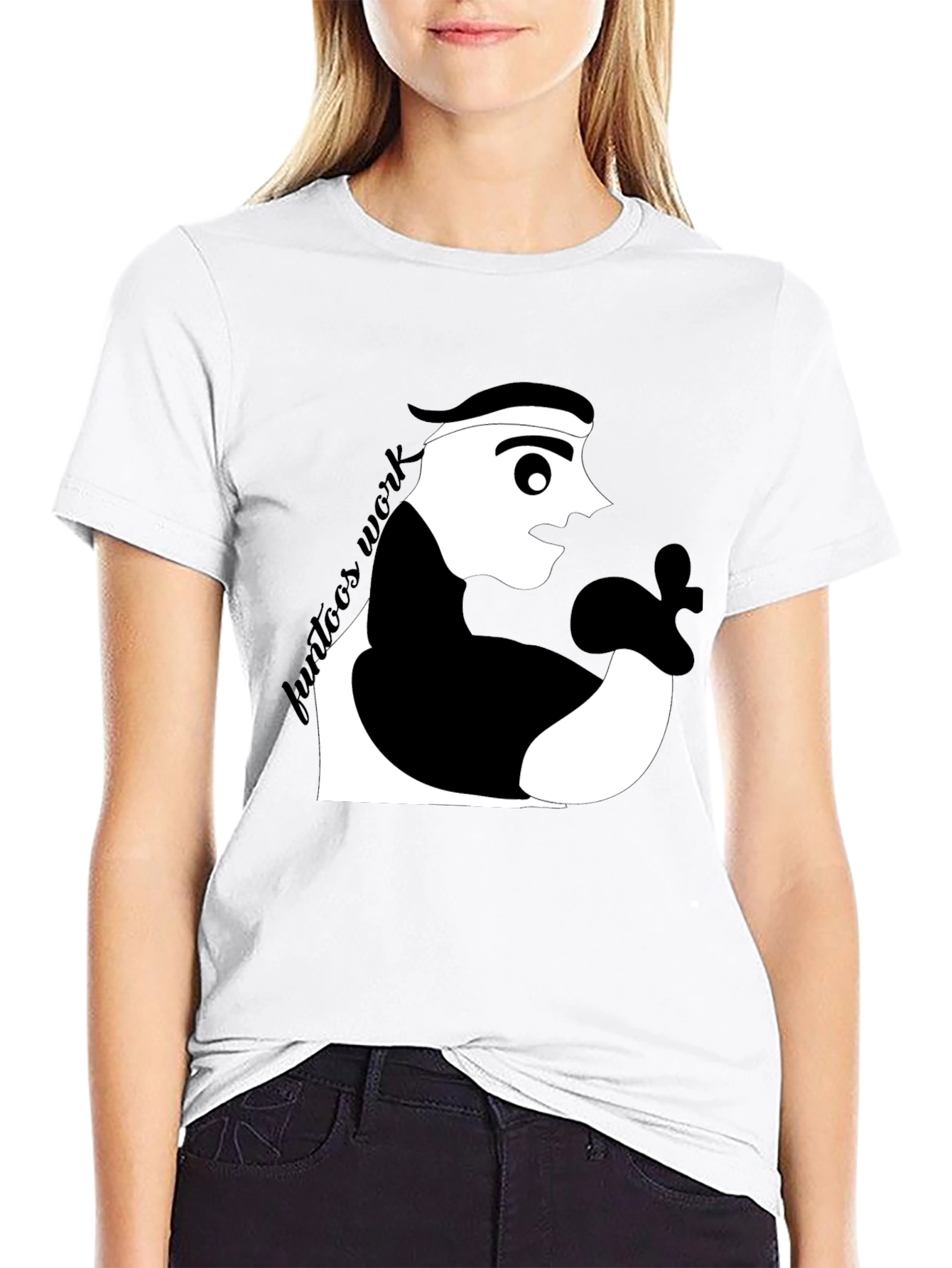 Black Cool Graphic Tee: Funtoon's Work Black T-Shirt view 9