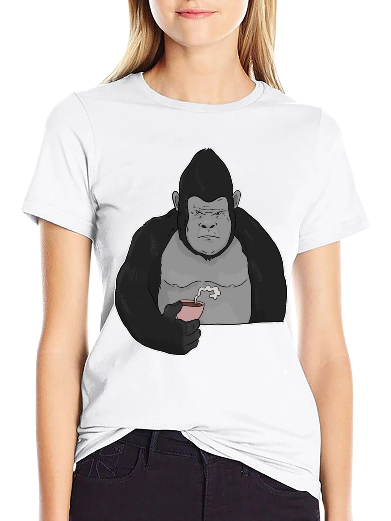 Black Gorilla Tea Sipping Graphic Tee - Black view 9