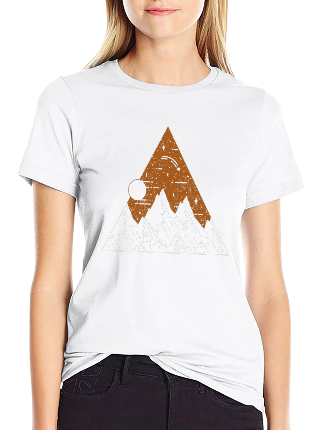 Black Geometric Mountain Range Graphic Tee view 9
