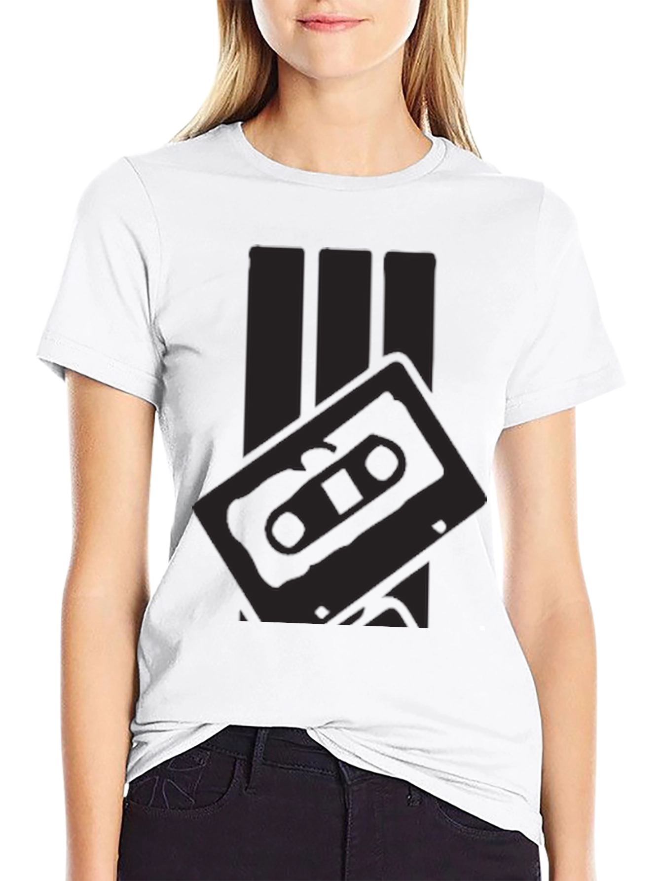 Black Retro Cassette Tape Graphic T-Shirt - Black view 9