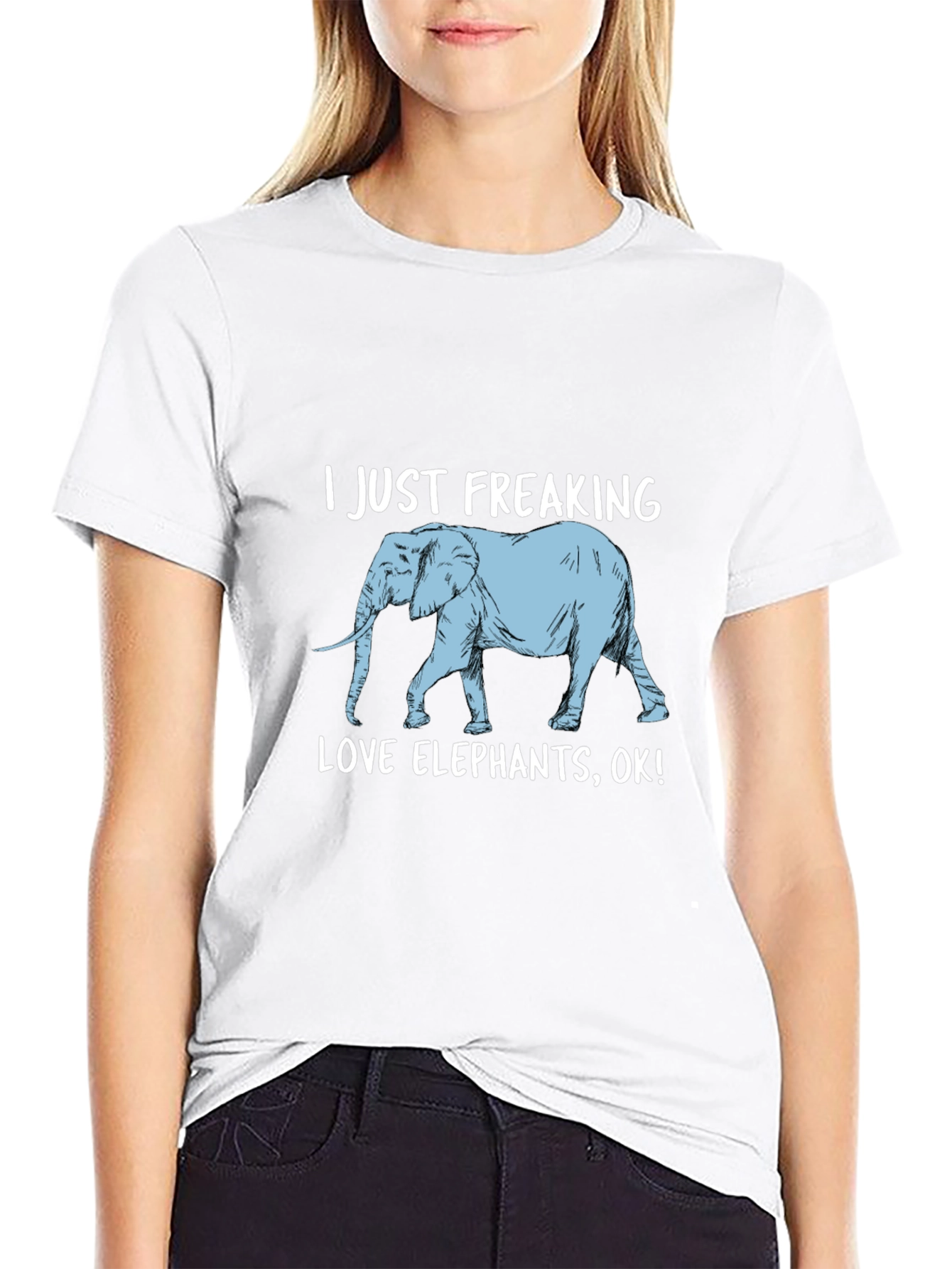 Black I Just Freaking Love Elephants Graphic Tee view 9