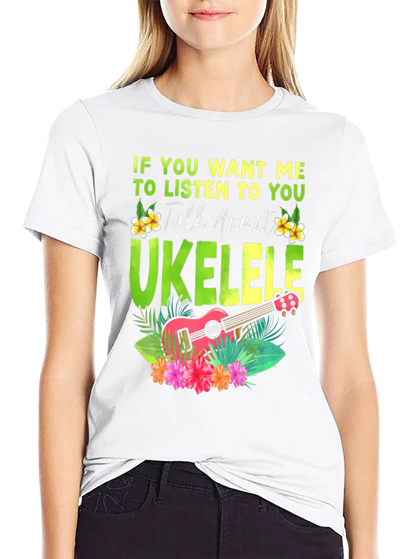 Black Ukulele Lover T-Shirt - Talk About Ukulele Tee view 9