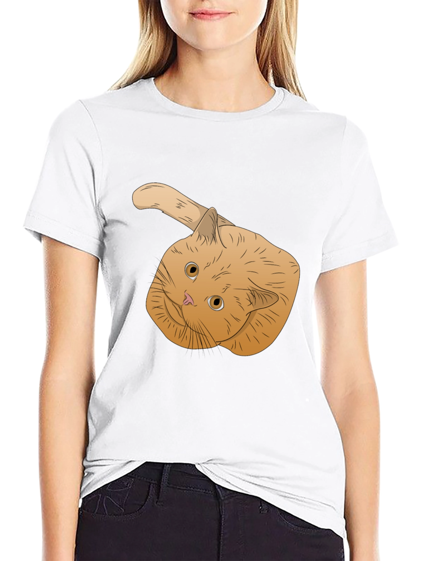 Black Ginger Cat T-Shirt - Whimsical Pet Lover Apparel view 9