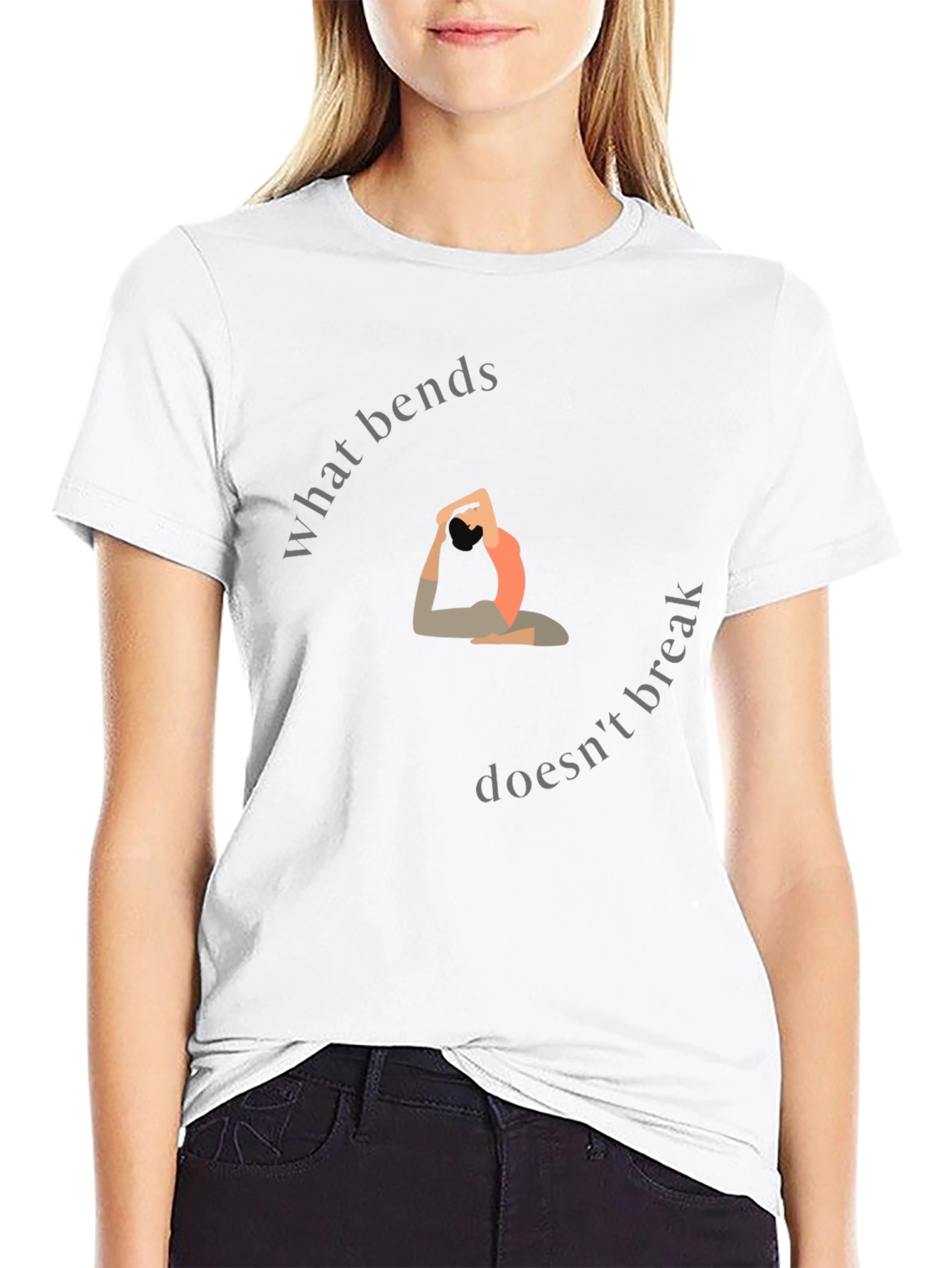 Black Yoga Pose T-Shirt - What Bends Doesn't Break view 9