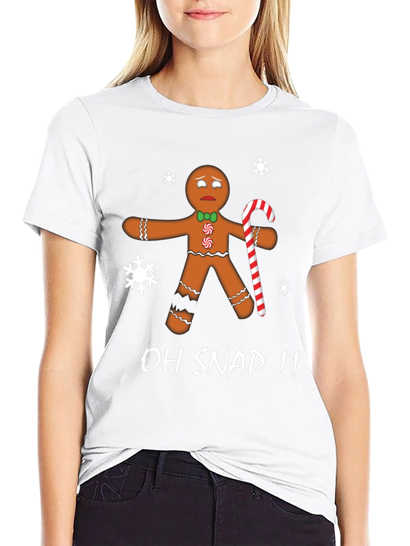 Black Oh Snap Gingerbread T-Shirt - Christmas Holiday Tee view 9