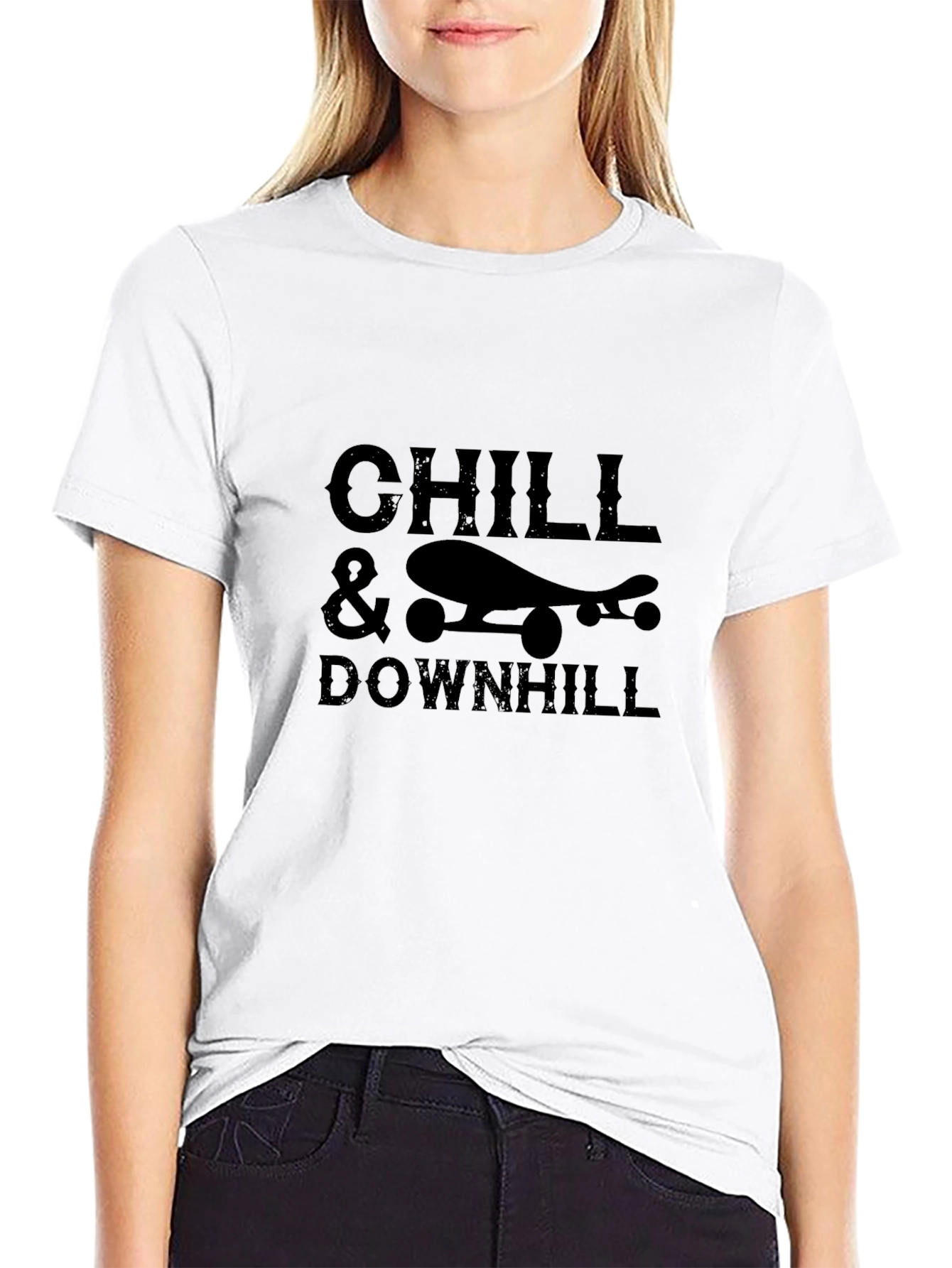 Black Chill & Downhill Skateboard Graphic Tee - Black view 9