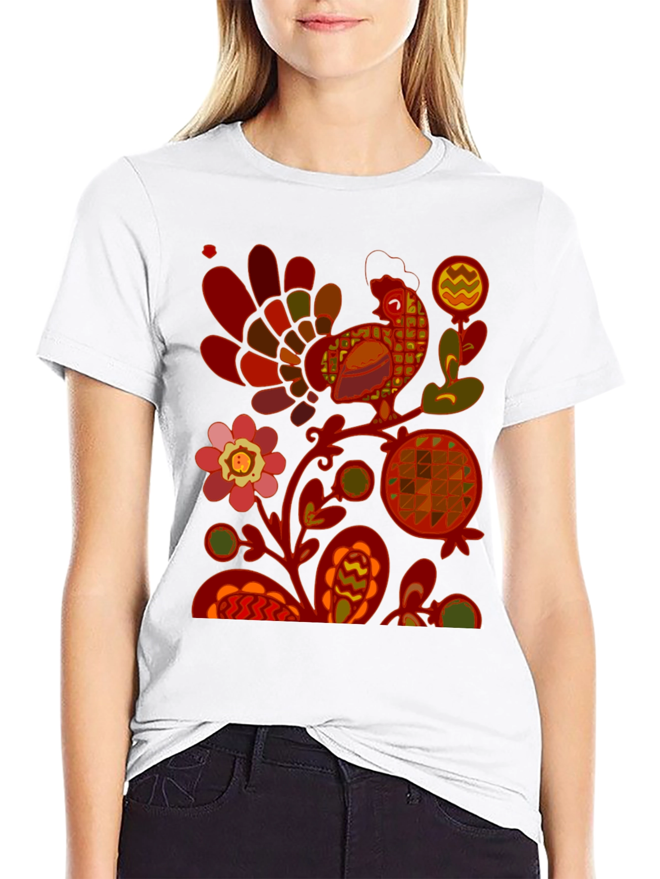 Retro Rooster Graphic Tee - Black Cotton Blend - 9