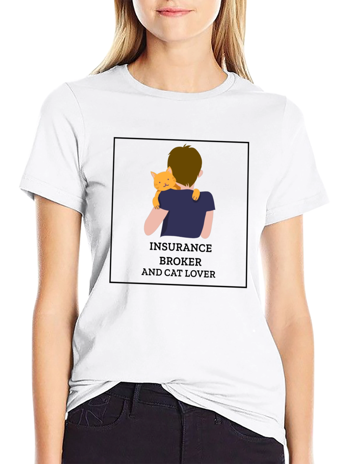 Black Insurance Broker & Cat Lover T-Shirt view 9