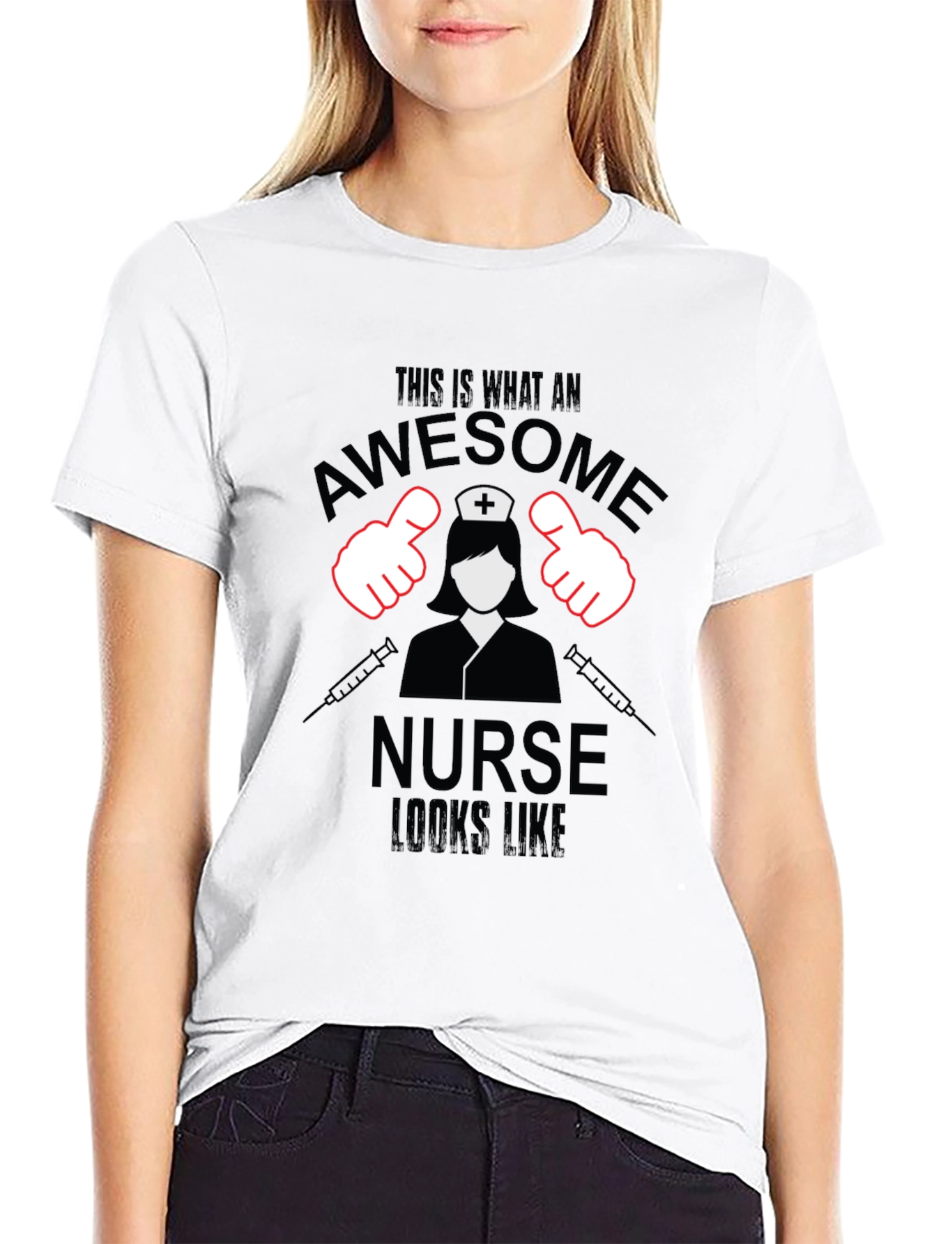 Black Awesome Nurse T-Shirt - Black Cotton Tee view 9