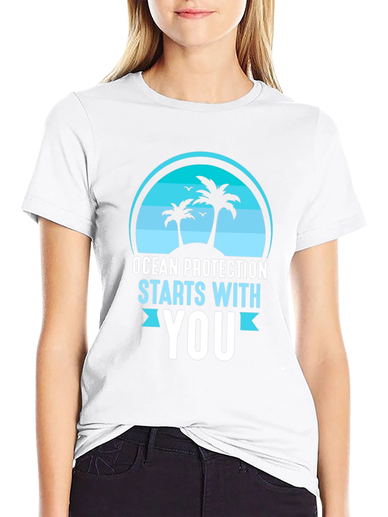 Black Ocean Protection Starts With You T-Shirt view 9