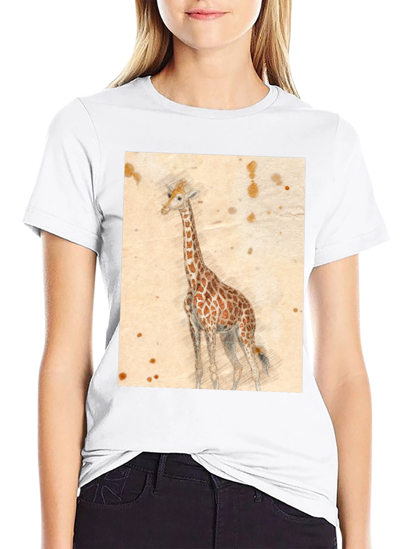 Black Giraffe Sketch T-Shirt - Unique Graphic Tee view 9