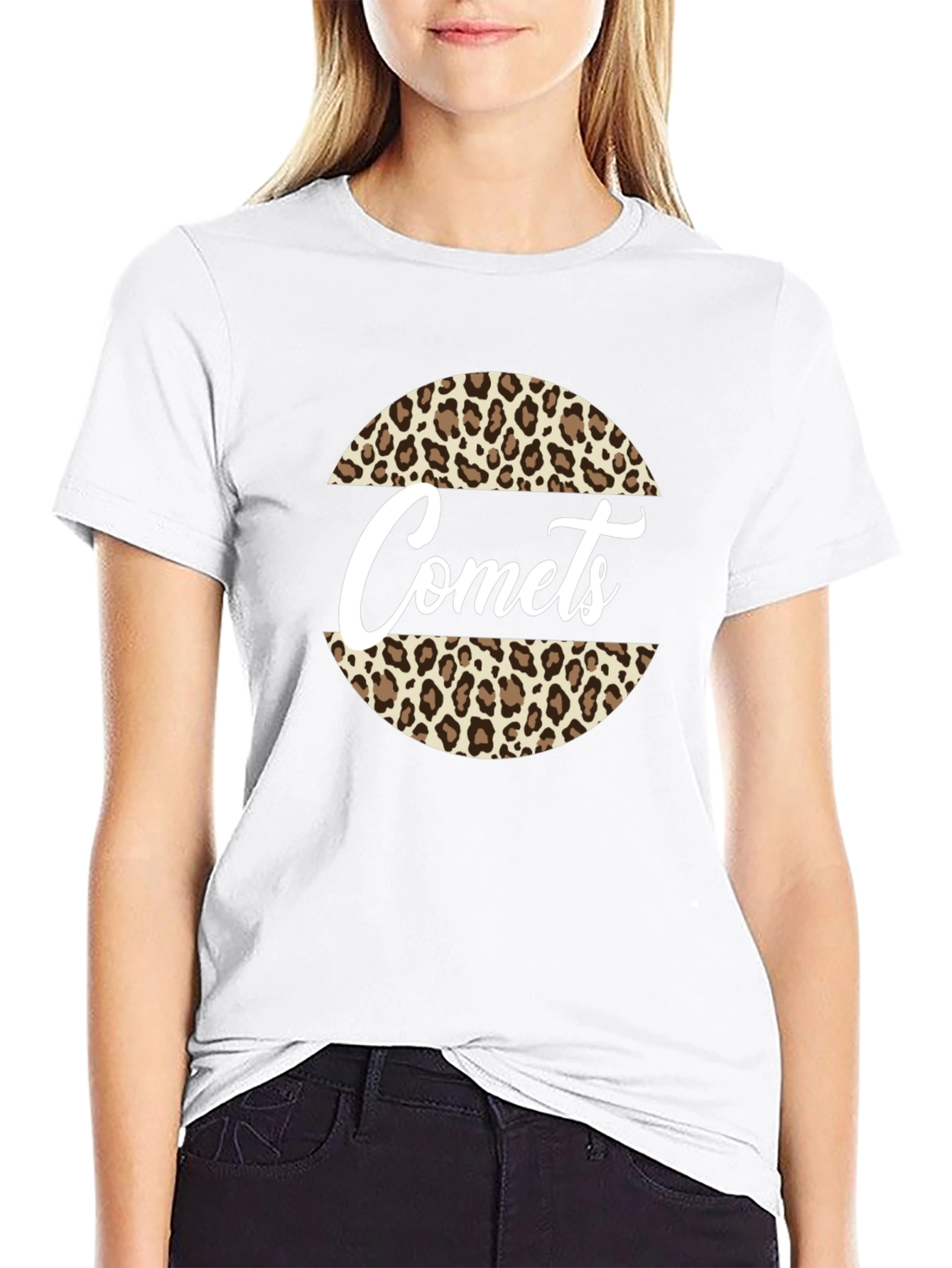 Black Comets Leopard Print Graphic T-Shirt view 9