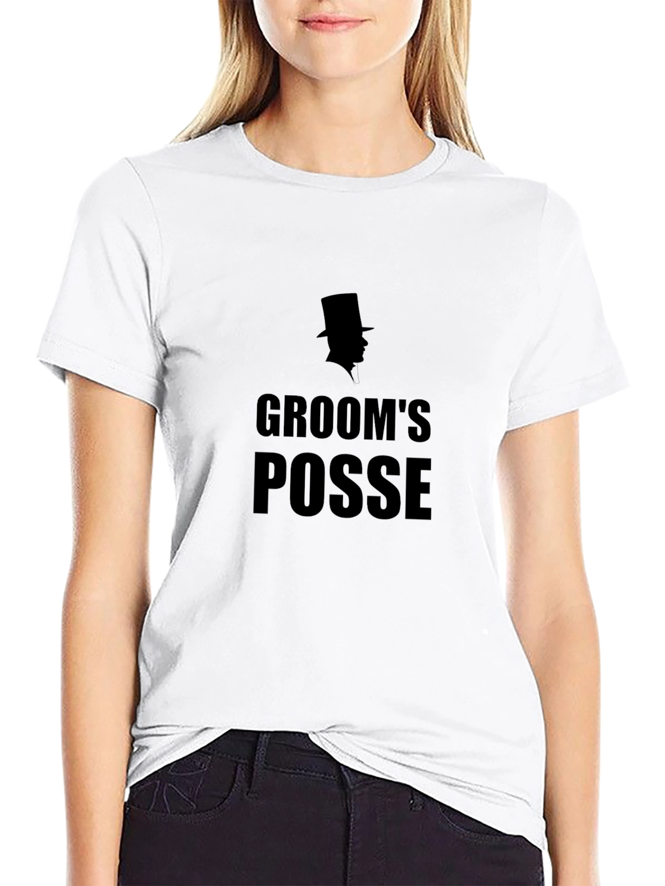 Black Groom's Posse Crew T-Shirt - Wedding Party Apparel view 9