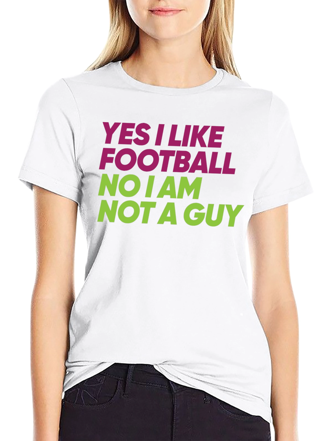 Black Funny Football Fan T-Shirt - Yes I Like Football, No I am Not A Guy view 9