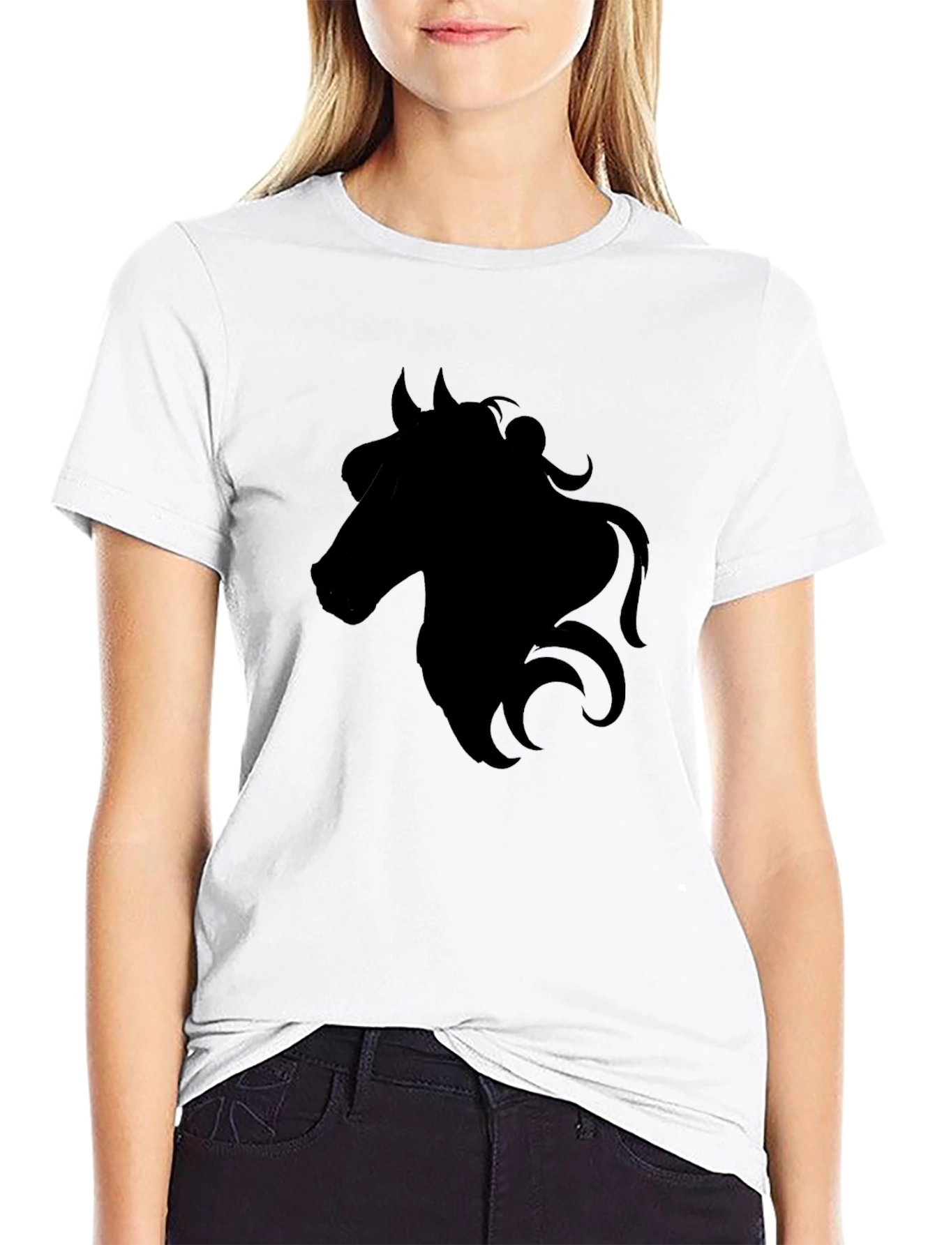Black Black Horse Silhouette Graphic Tee - Men's Casual T-Shirt view 9