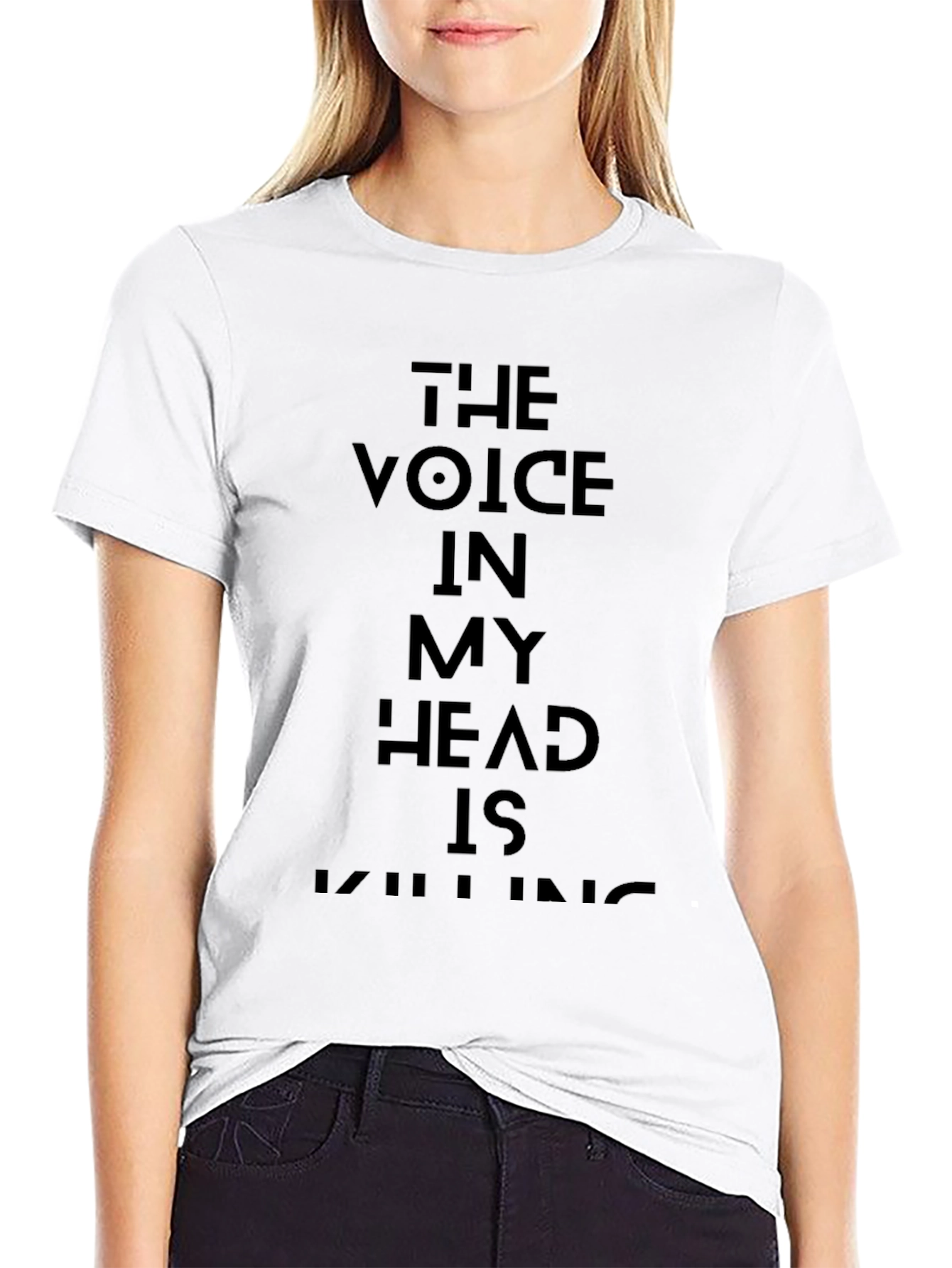 Black Voice in My Head Graphic Tee - Black Cotton T-Shirt view 9