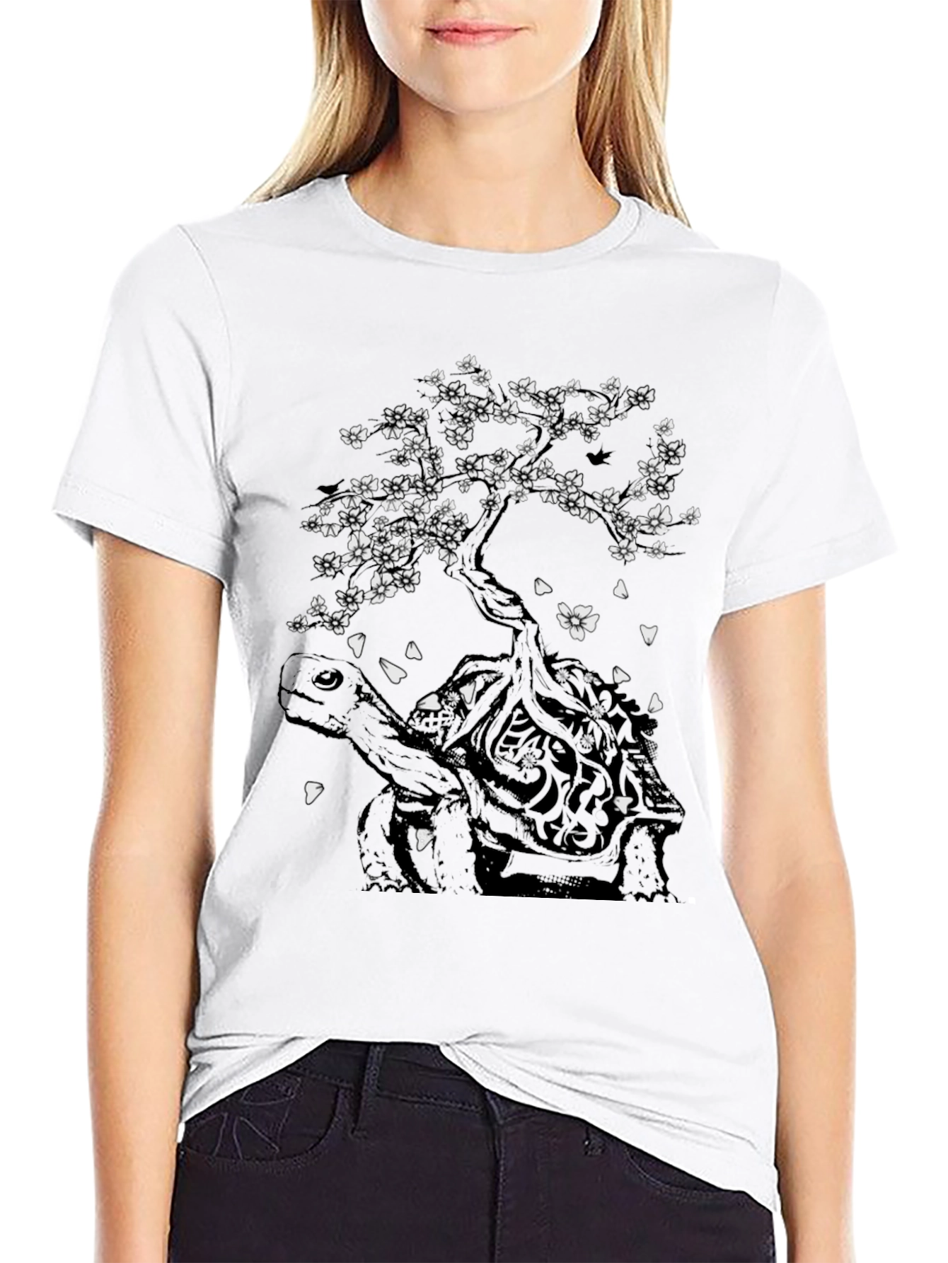 Black Turtle & Tree Graphic Tee - Nature Inspired Style view 9