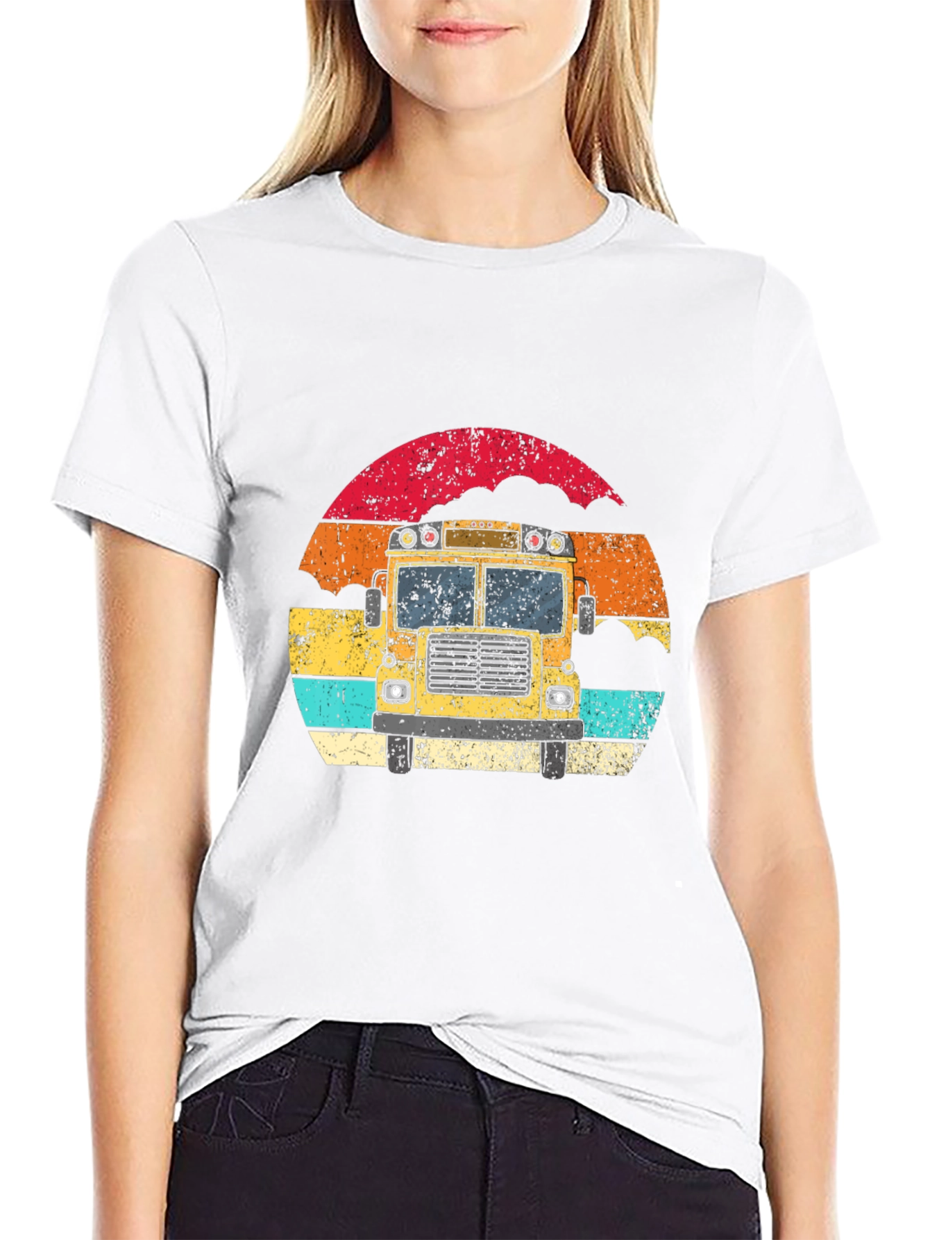 Black Retro School Bus Graphic Tee - Vintage Style T-Shirt view 9