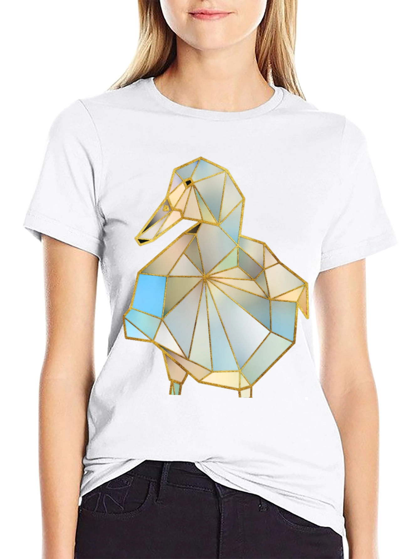 Black Geometric Duck Graphic Tee - Stylish Modern Design view 9
