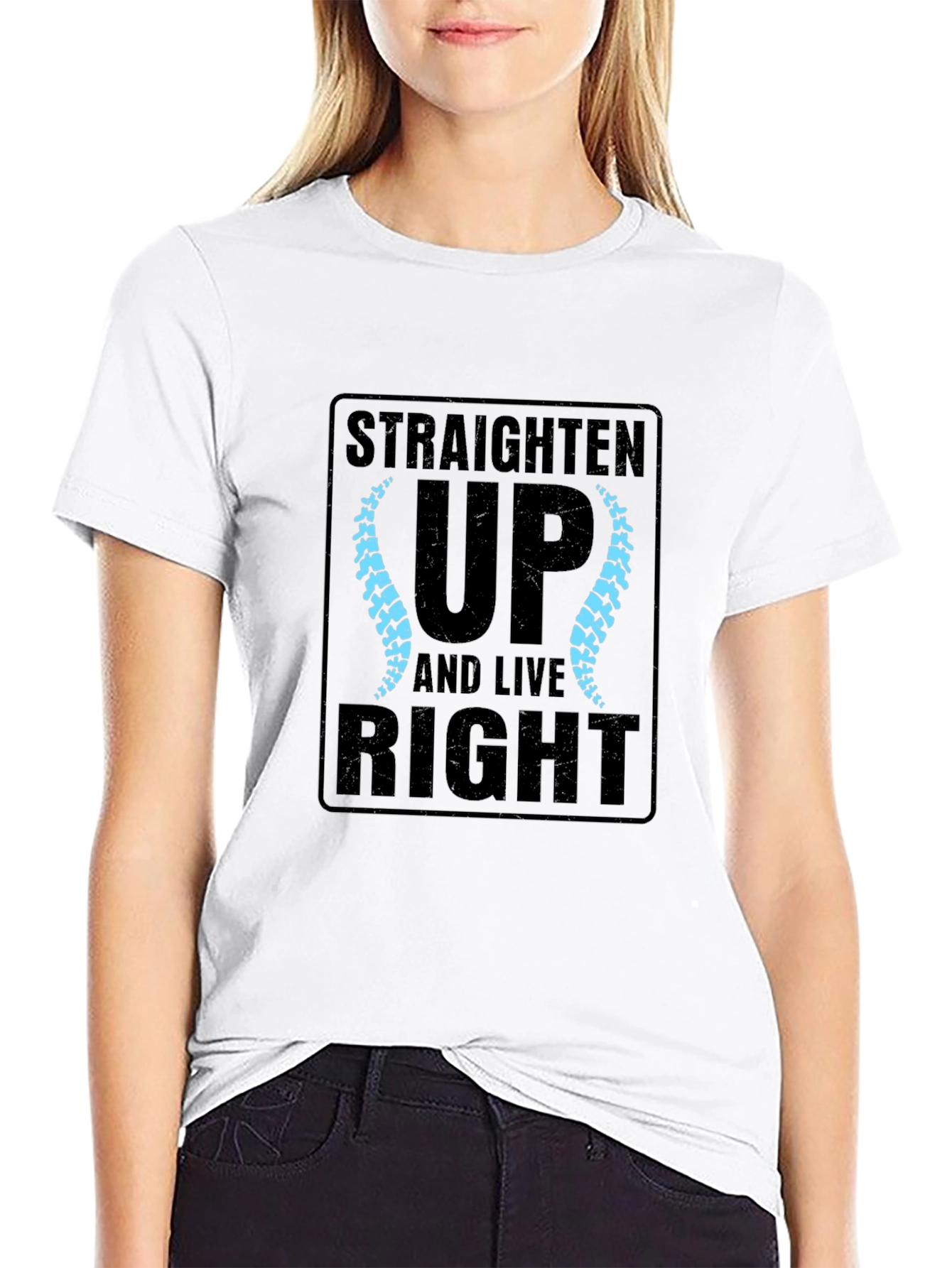Black Straighten Up Chiropractic T-Shirt view 9