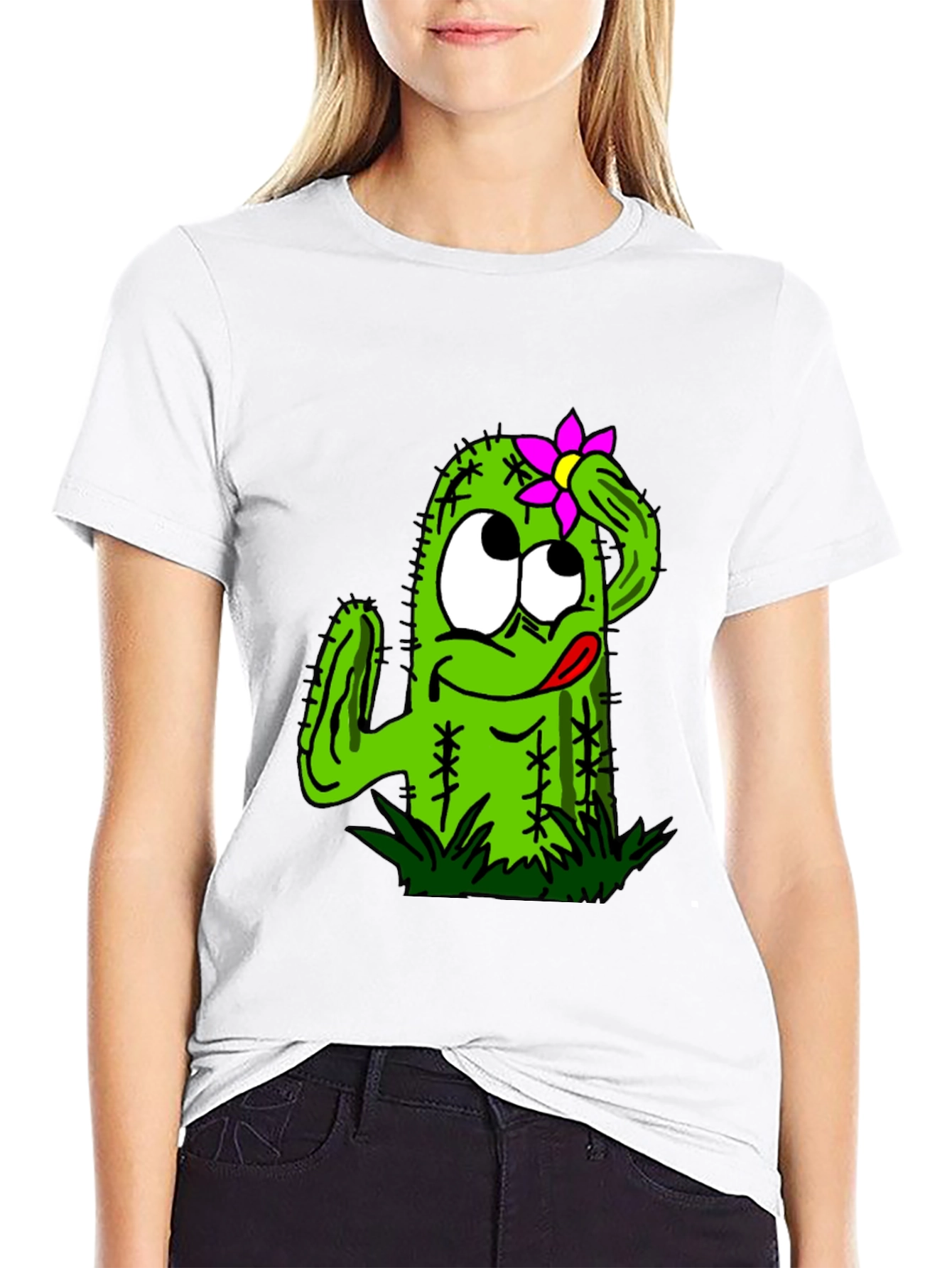 Black Funny Cactus Graphic Tee - Black Unisex T-Shirt view 9