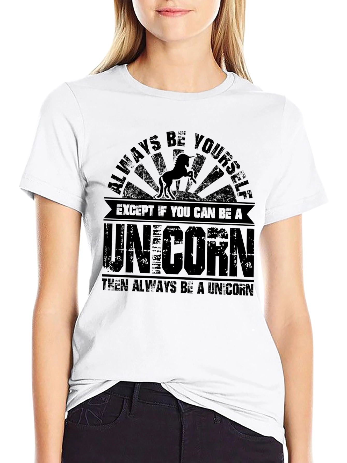 Black Always Be Yourself Unicorn T-Shirt view 9