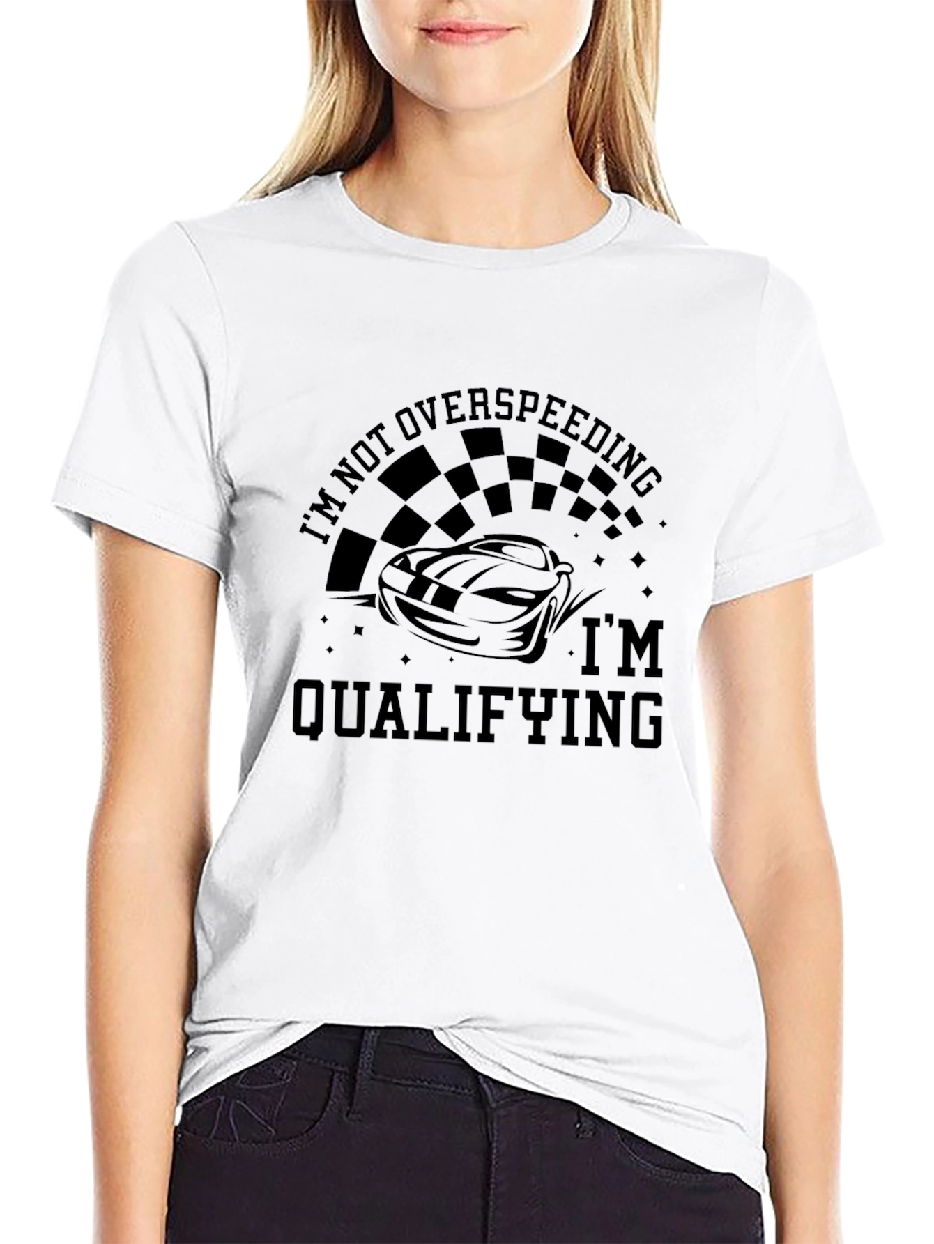 Black I'm Not Overspeeding I'm Qualifying Funny Car Racing T-Shirt view 9