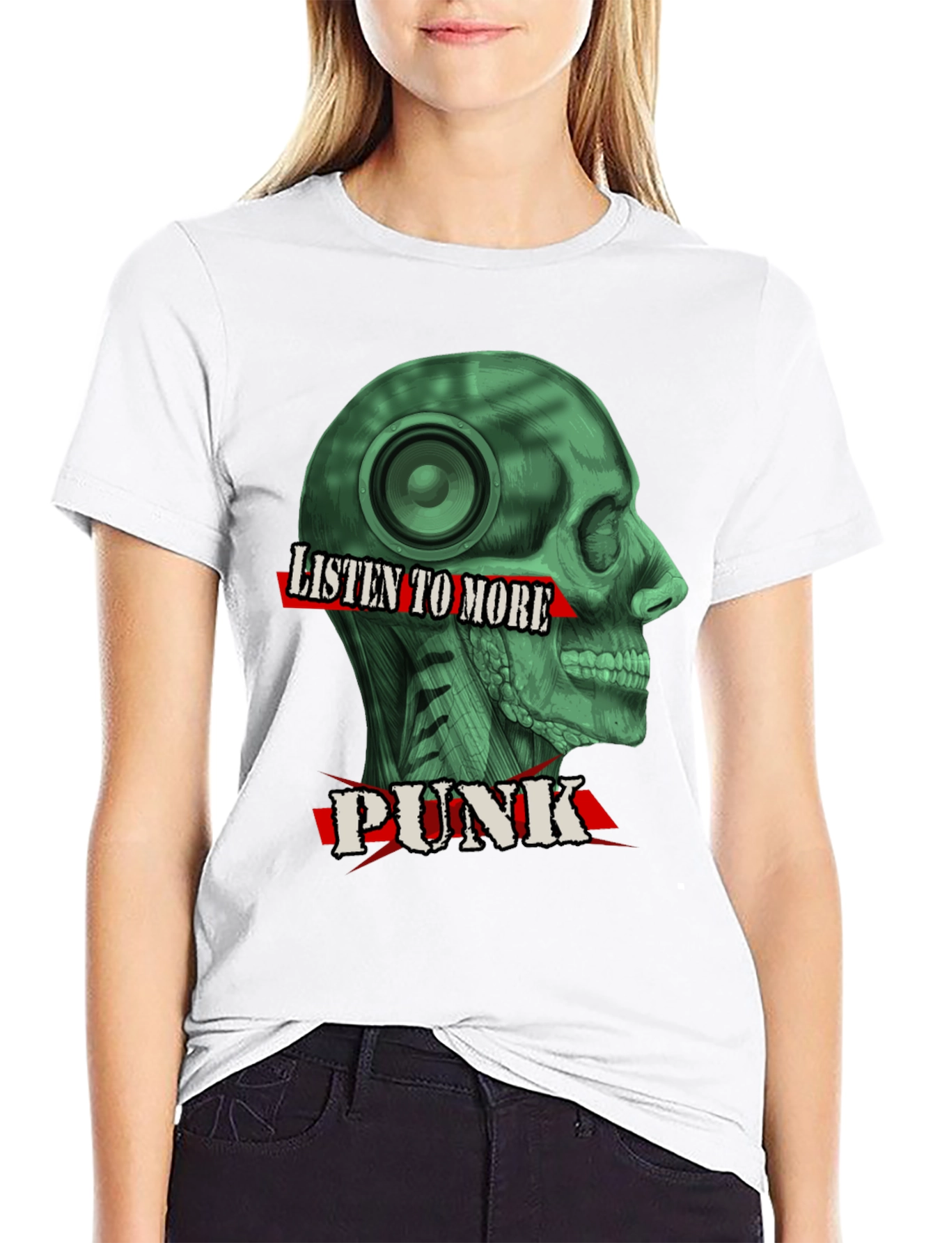 Black Listen to More Punk T-Shirt - Graphic Tee view 9