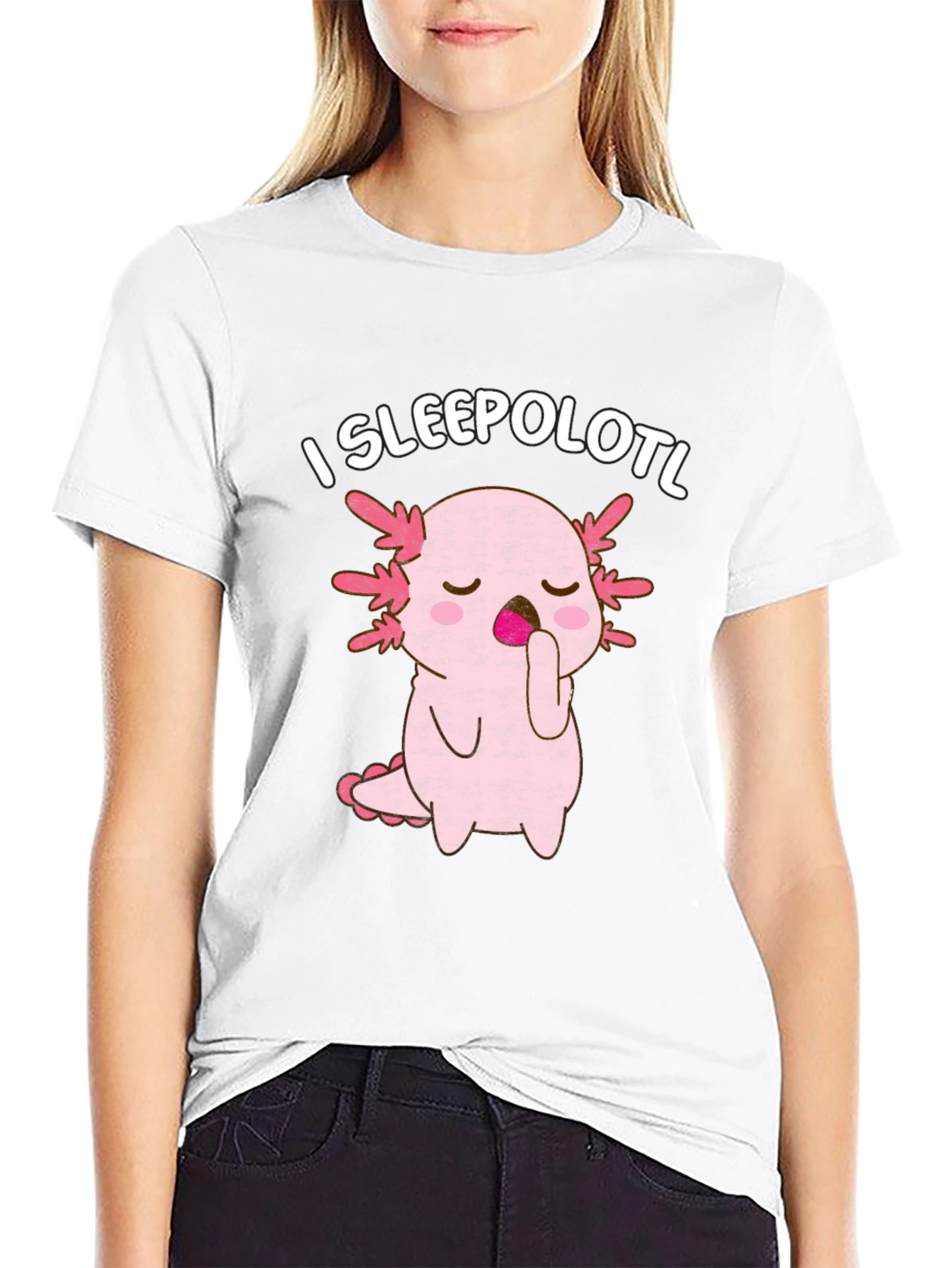 Black I Sleepolotl T-Shirt - Cute Axolotl Sleeping Tee view 9