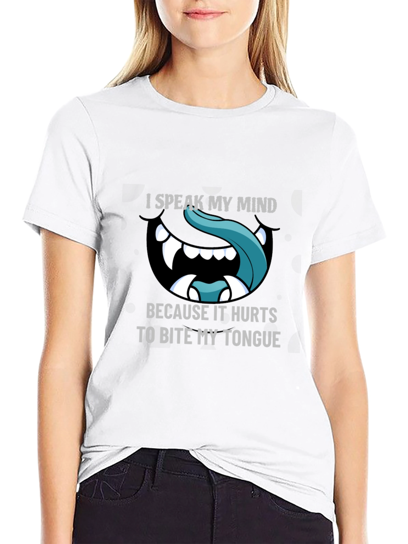 Black Speak My Mind Graphic Tee - Funny Tongue Bite Shirt view 9