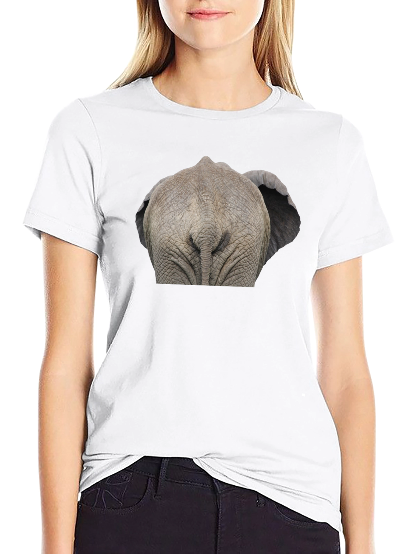 Black Elephant Butt T-Shirt - Funny Animal Tee view 9