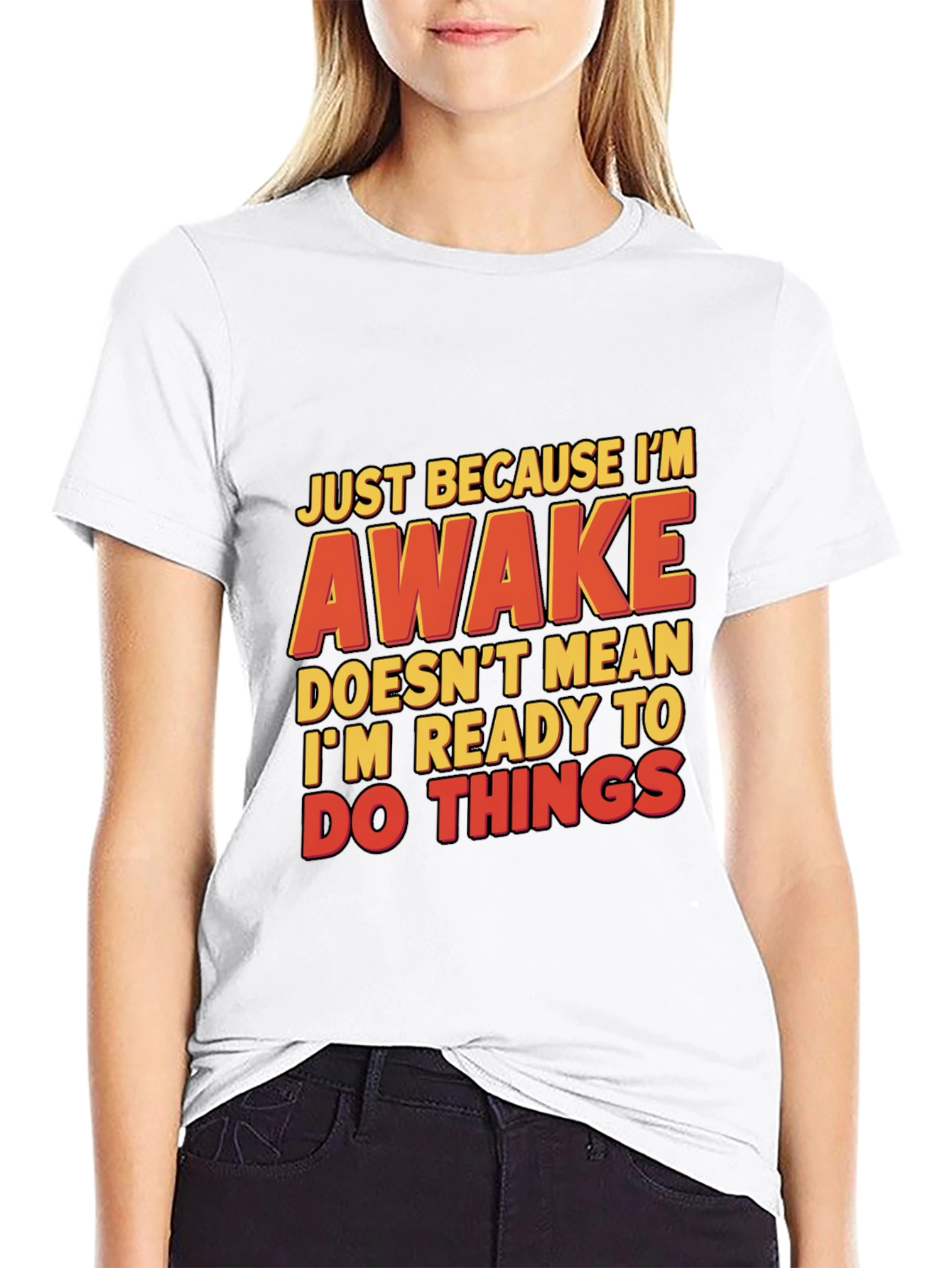 Black Funny Awake T-Shirt: Just Because I'm Awake view 9