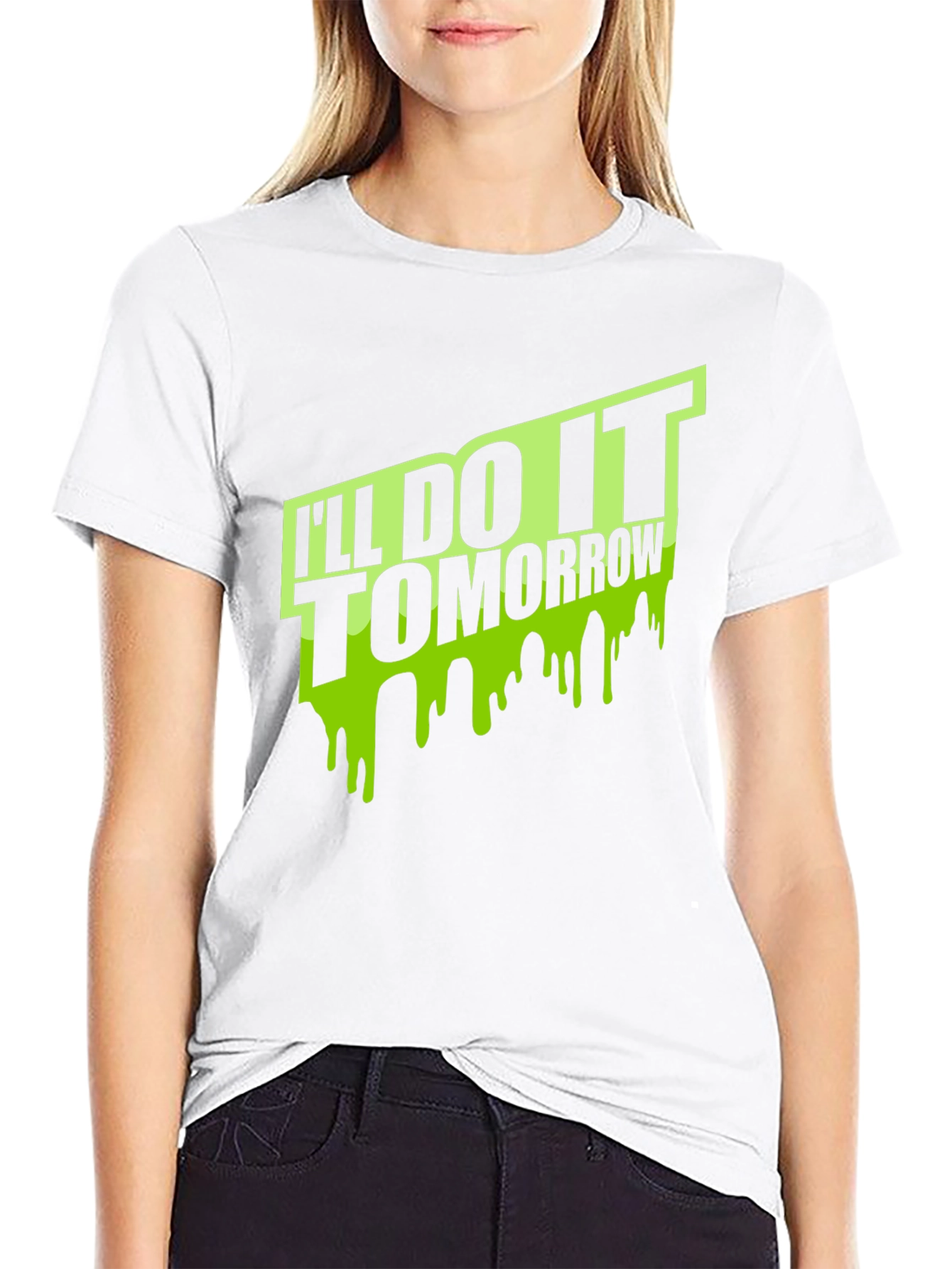 Black I'll Do It Tomorrow Men's Black T-Shirt view 9