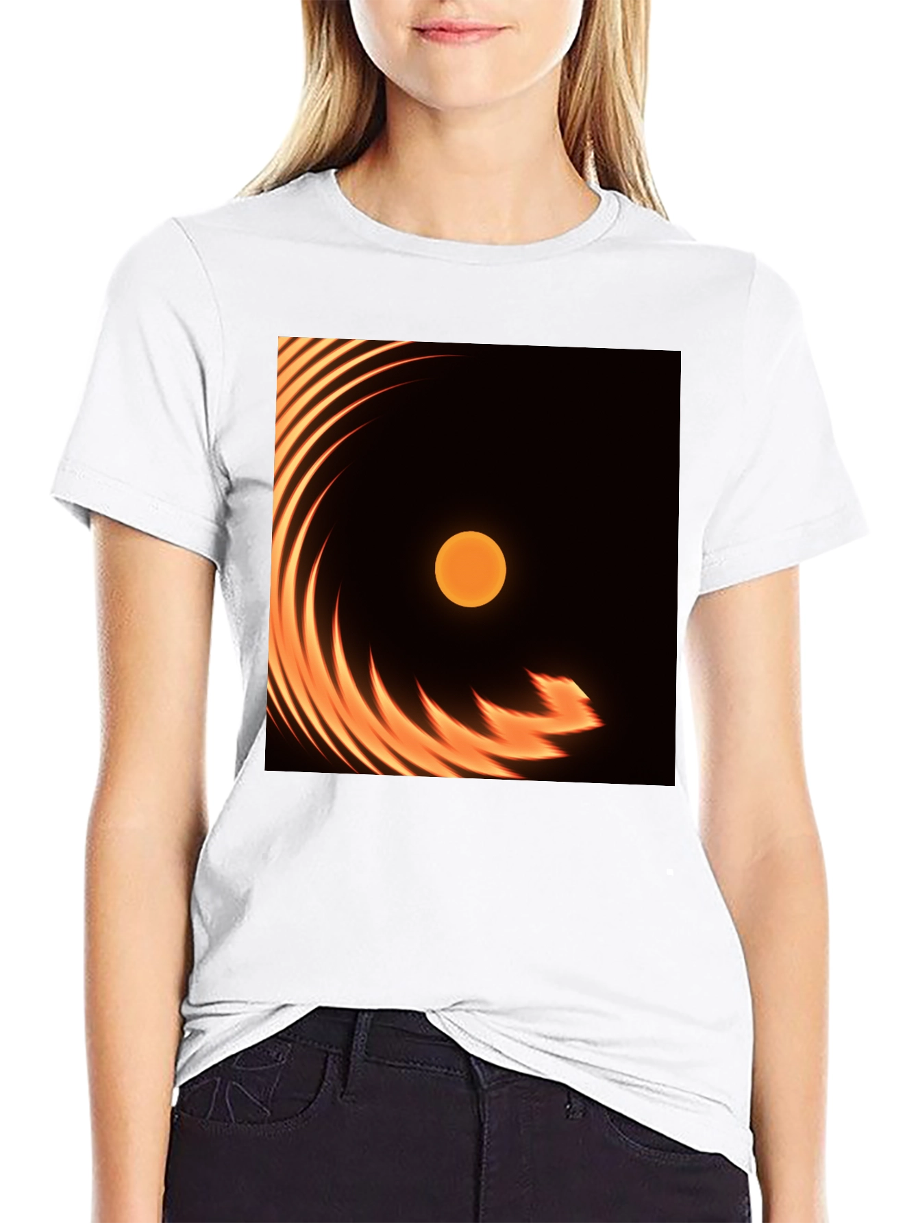 Black Fiery Sun Graphic Tee - Black Cotton Blend view 9