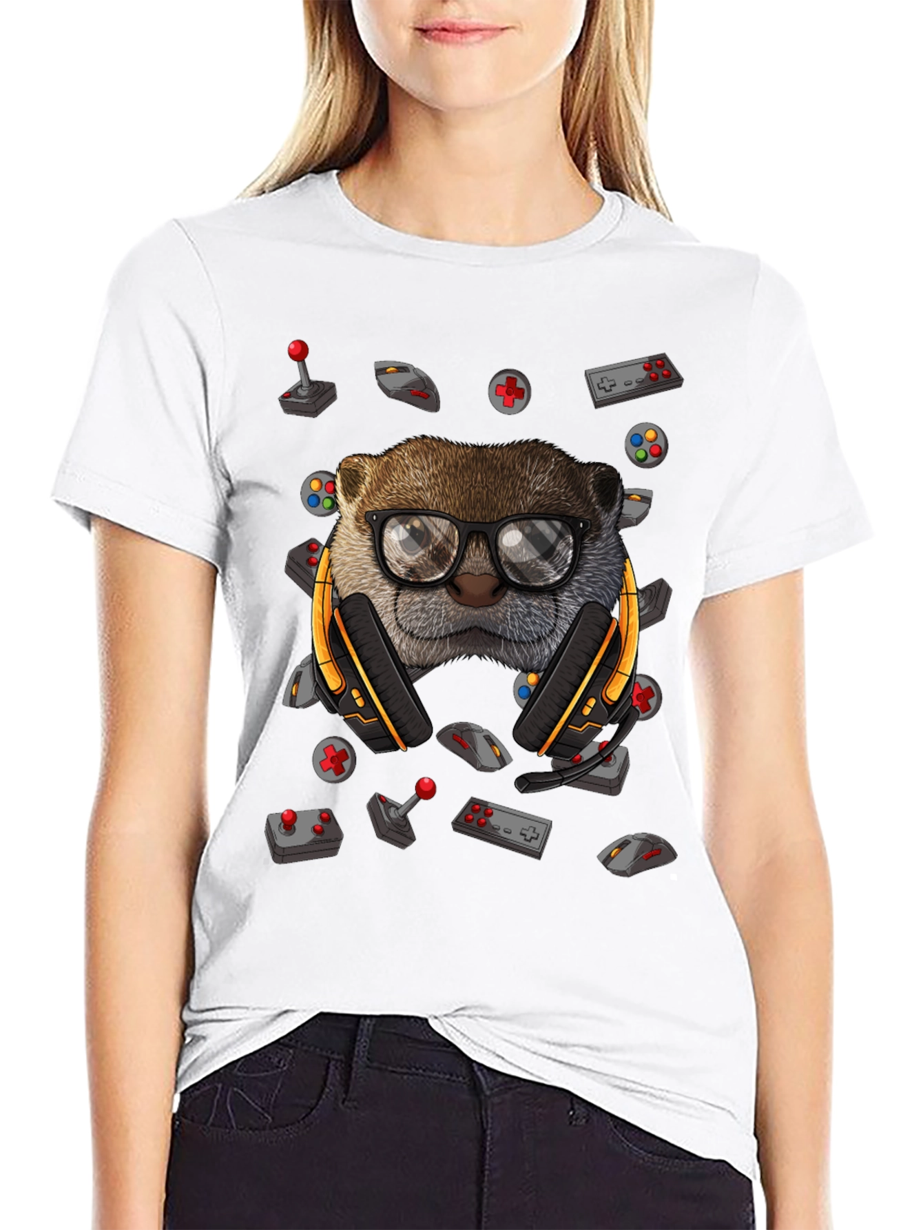 Black Gamer Otter Graphic Tee - Playful Style view 9