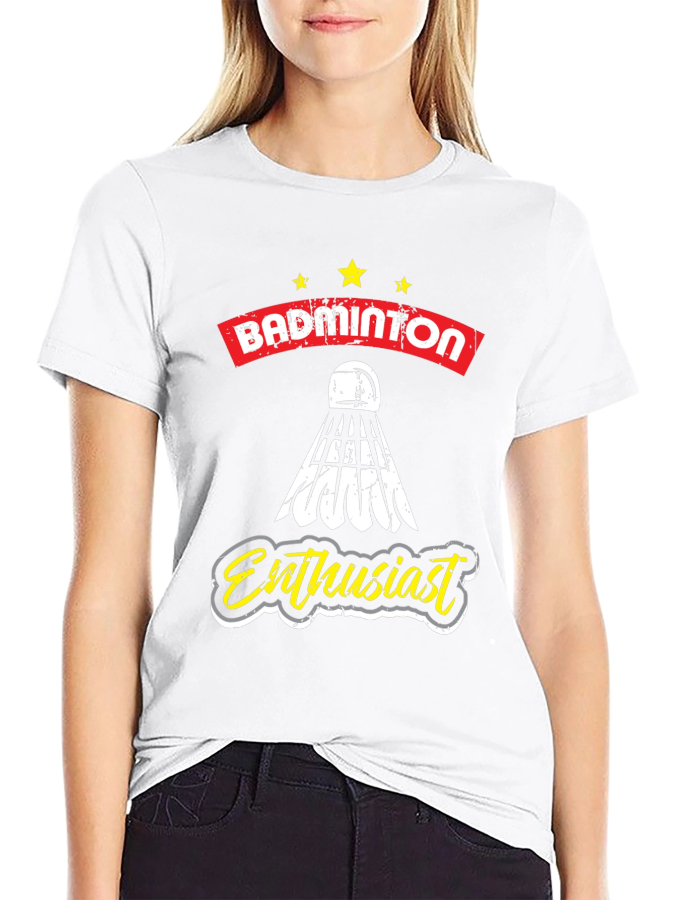 Black Badminton Enthusiast Graphic Tee - Unisex view 9