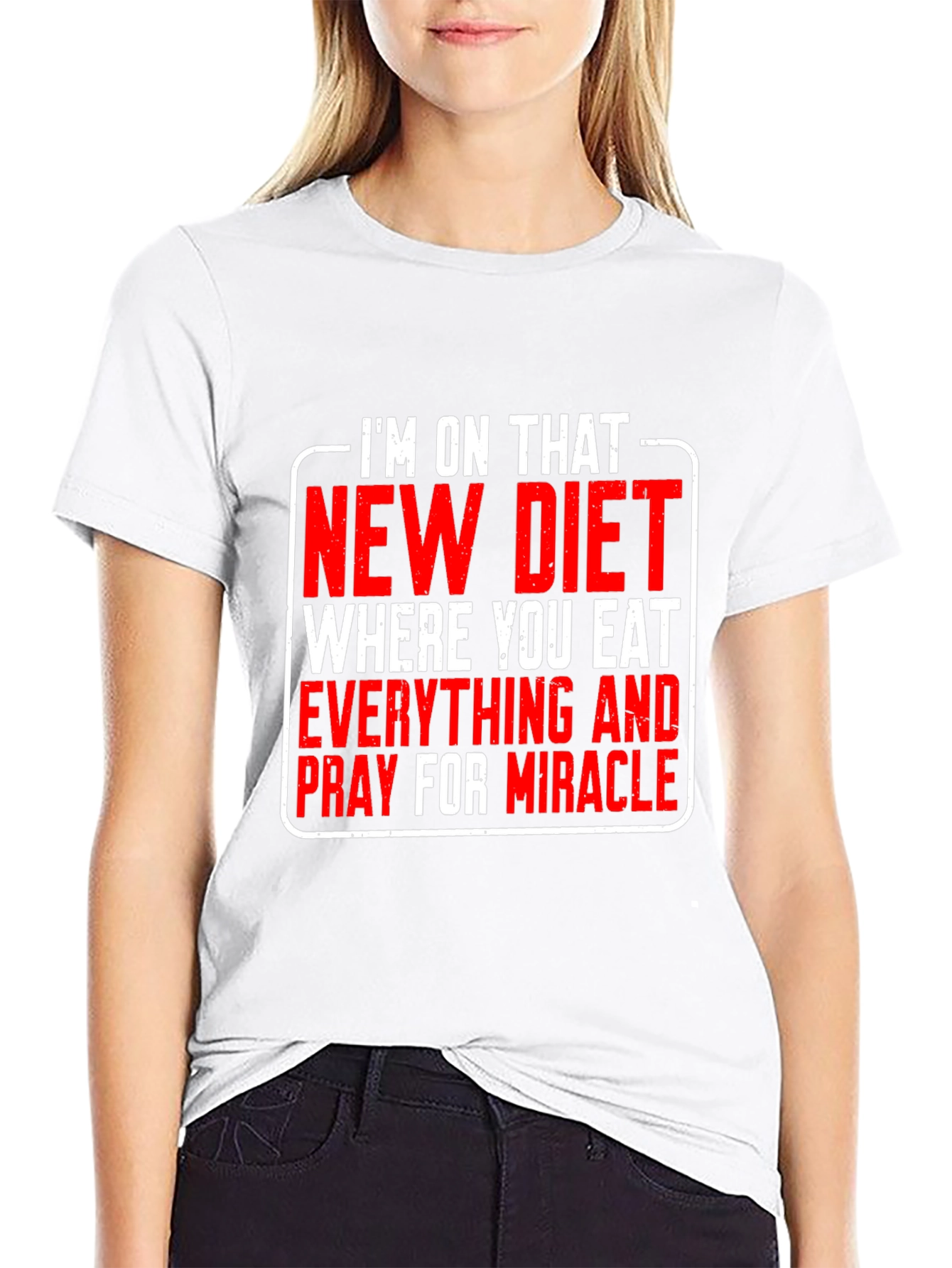 Black Funny Diet T-Shirt: Eat Everything & Pray view 9