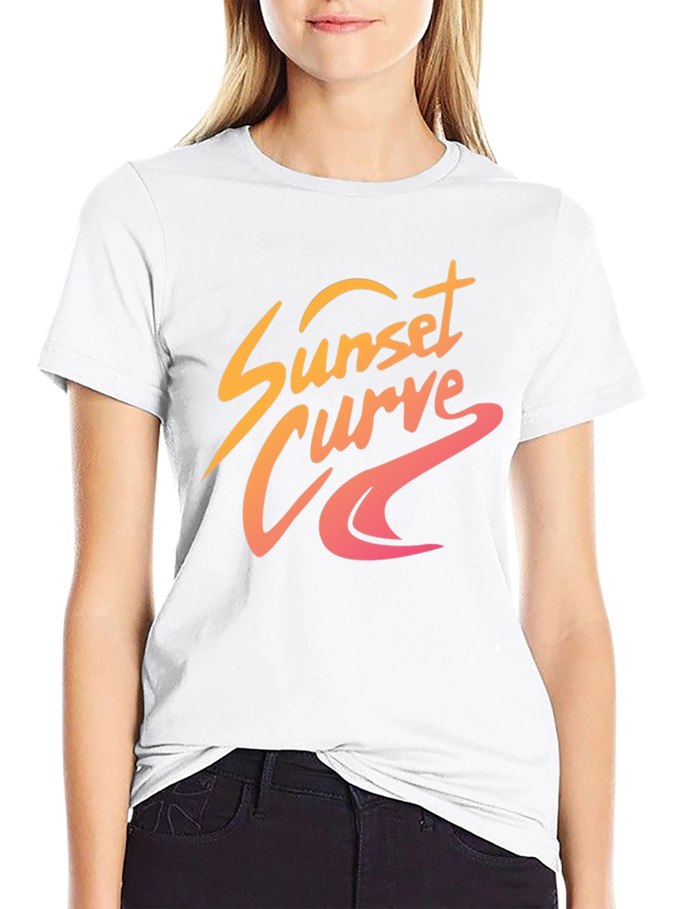Black Sunset Curve Graphic Tee - Retro Style view 9