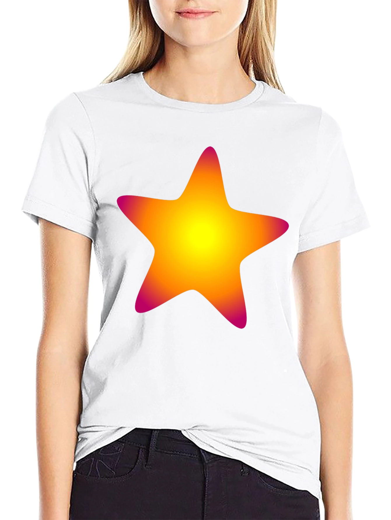 Black Vibrant Star Graphic Tee - Black Cotton Blend view 9