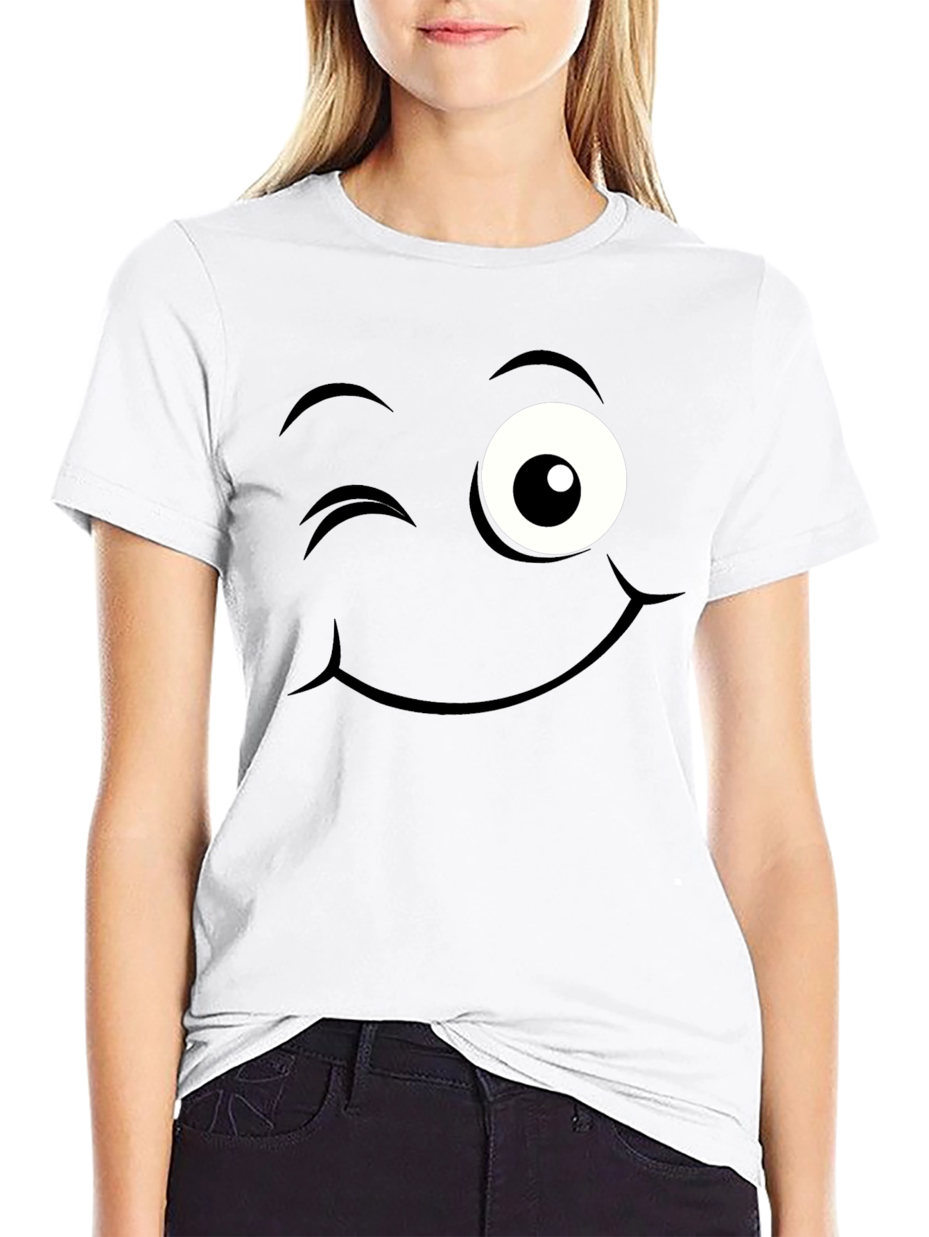 Black Winking Face Graphic Tee - Black view 9