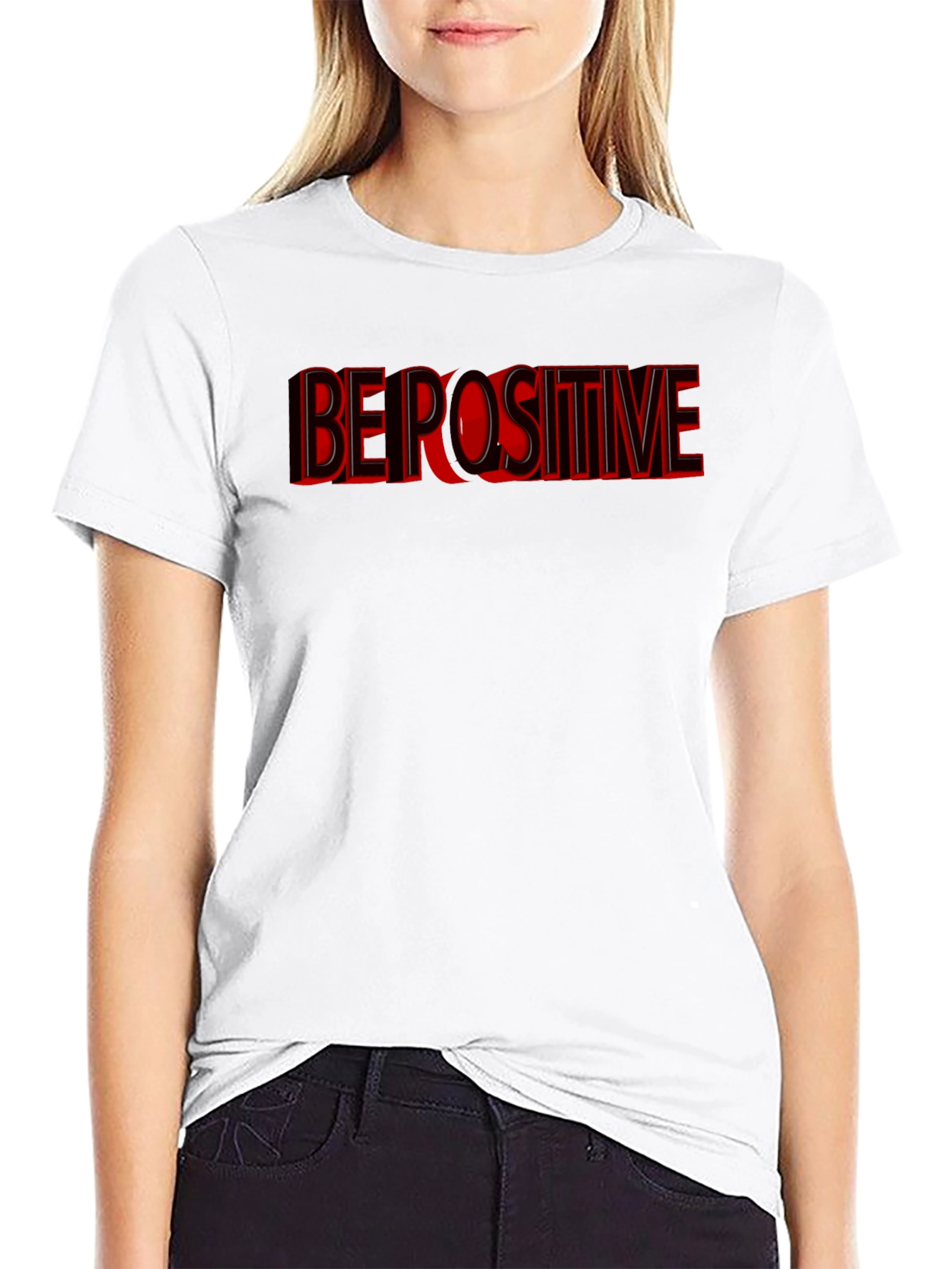 Black Be Positive Graphic T-Shirt - Black view 9