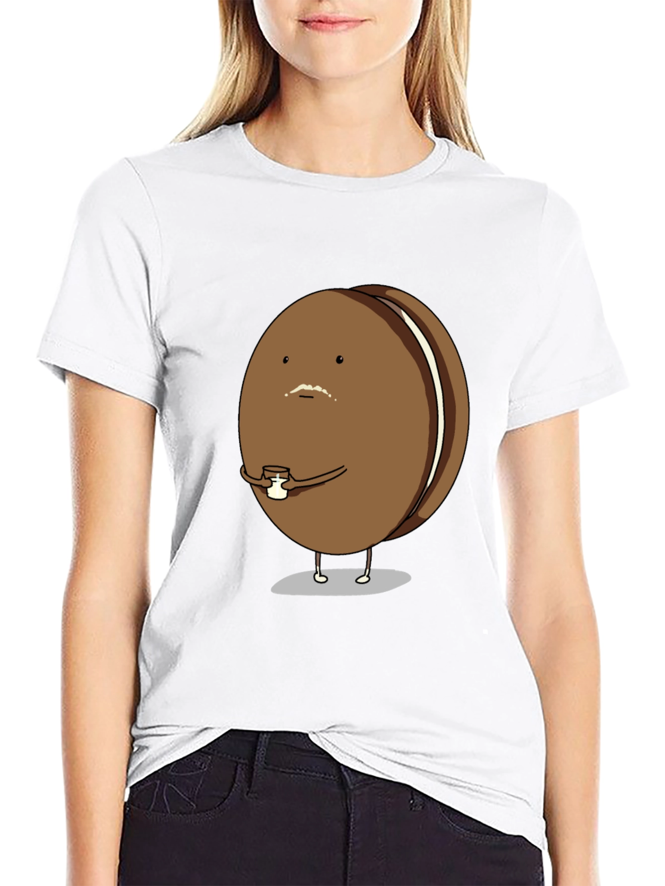Black Funny Oreo Character Black T-Shirt view 9