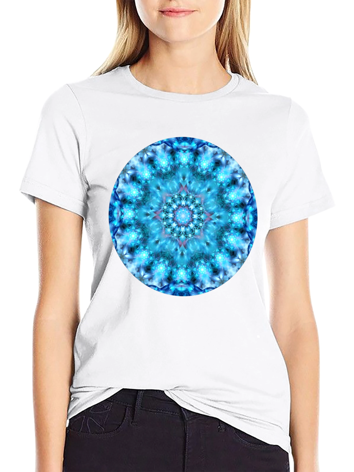 Black Blue Mandala Graphic Tee view 9