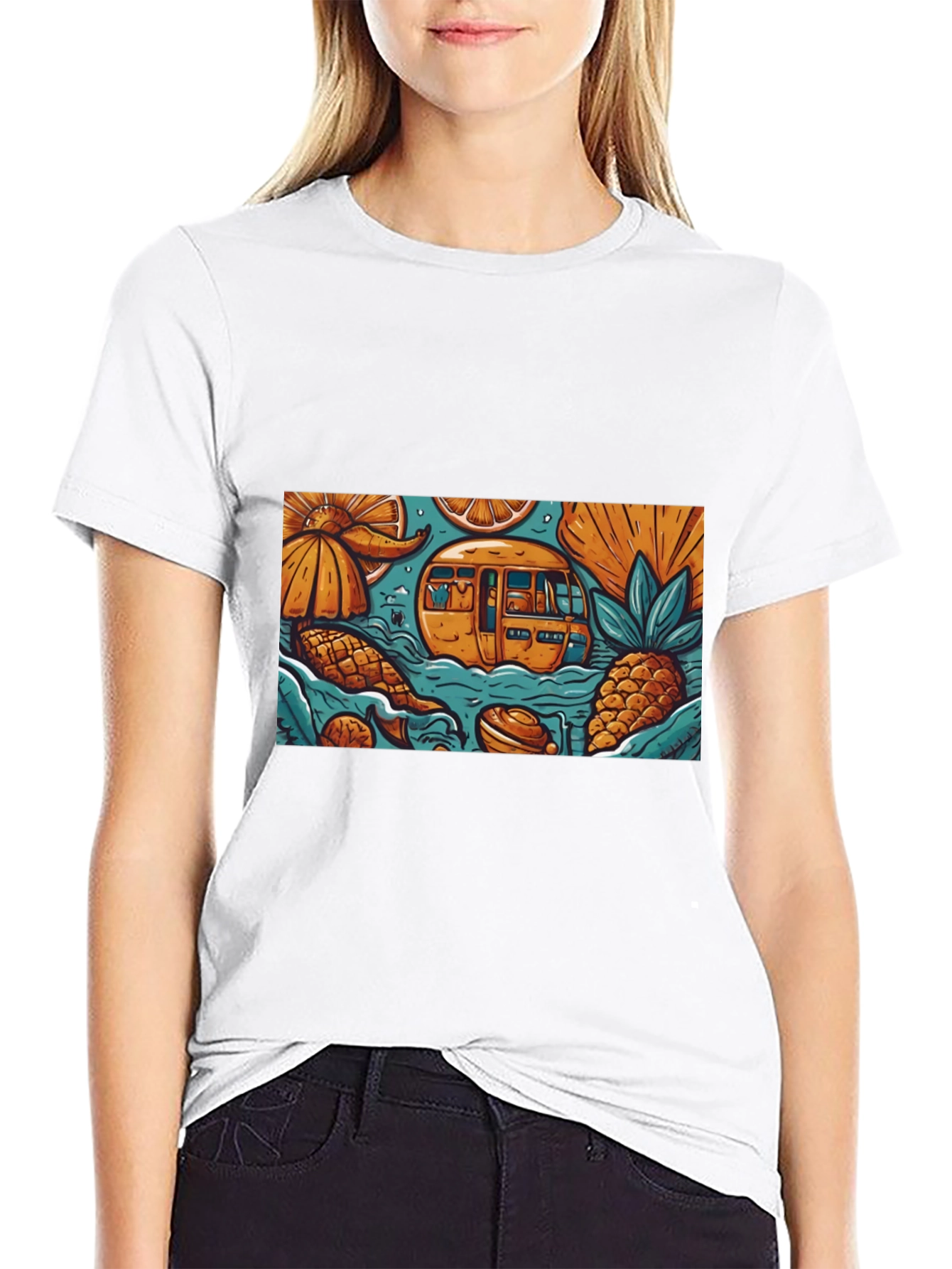 Black Tropical Island Adventure T-Shirt view 9