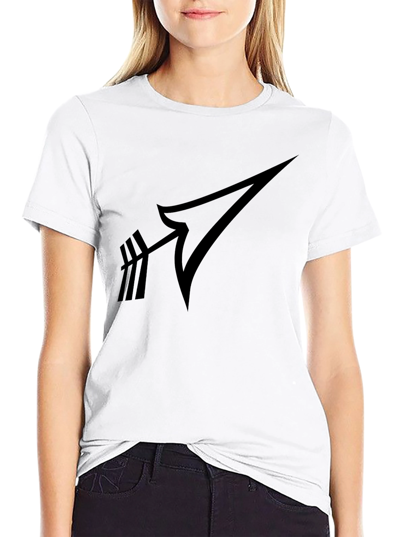 Black Modern Arrow Graphic Black T-Shirt view 9
