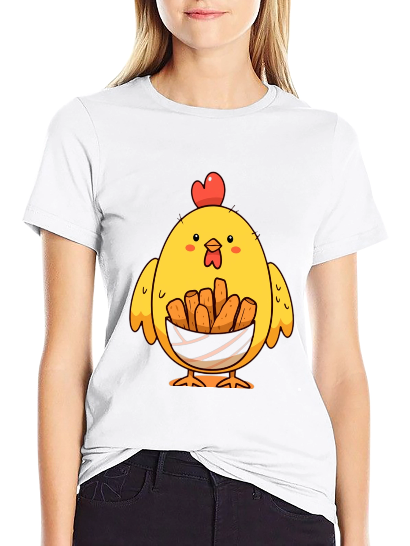 Black Chicken Nugget Lover T-Shirt - Cute Cartoon Chick view 9