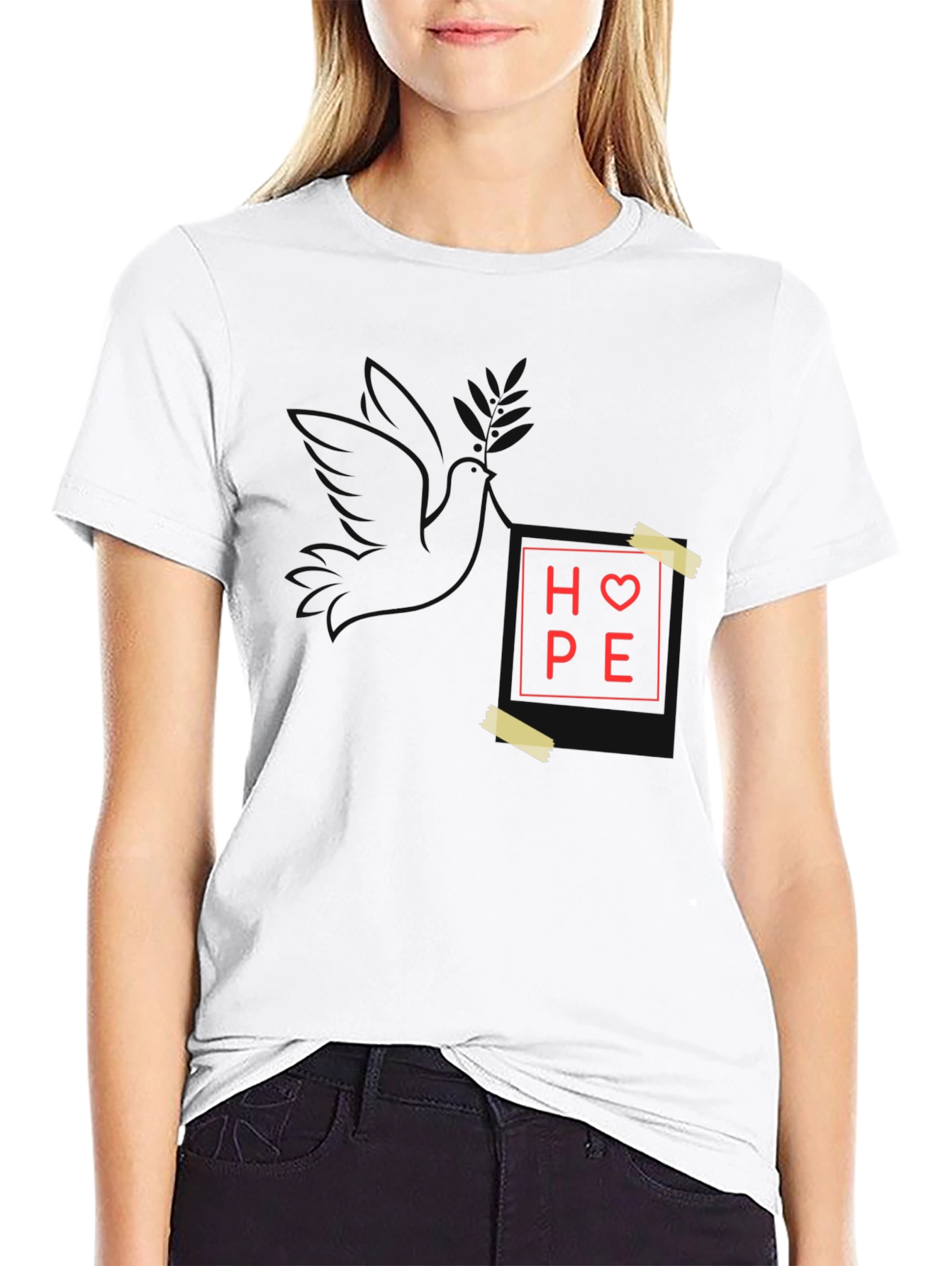 Black Hope Dove Graphic Print Tee - Stylish Comfort view 9