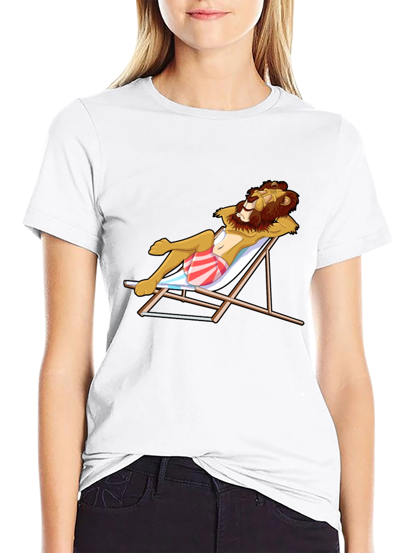 Black Lion on Vacation Graphic Tee -  Cool Summer Style view 9